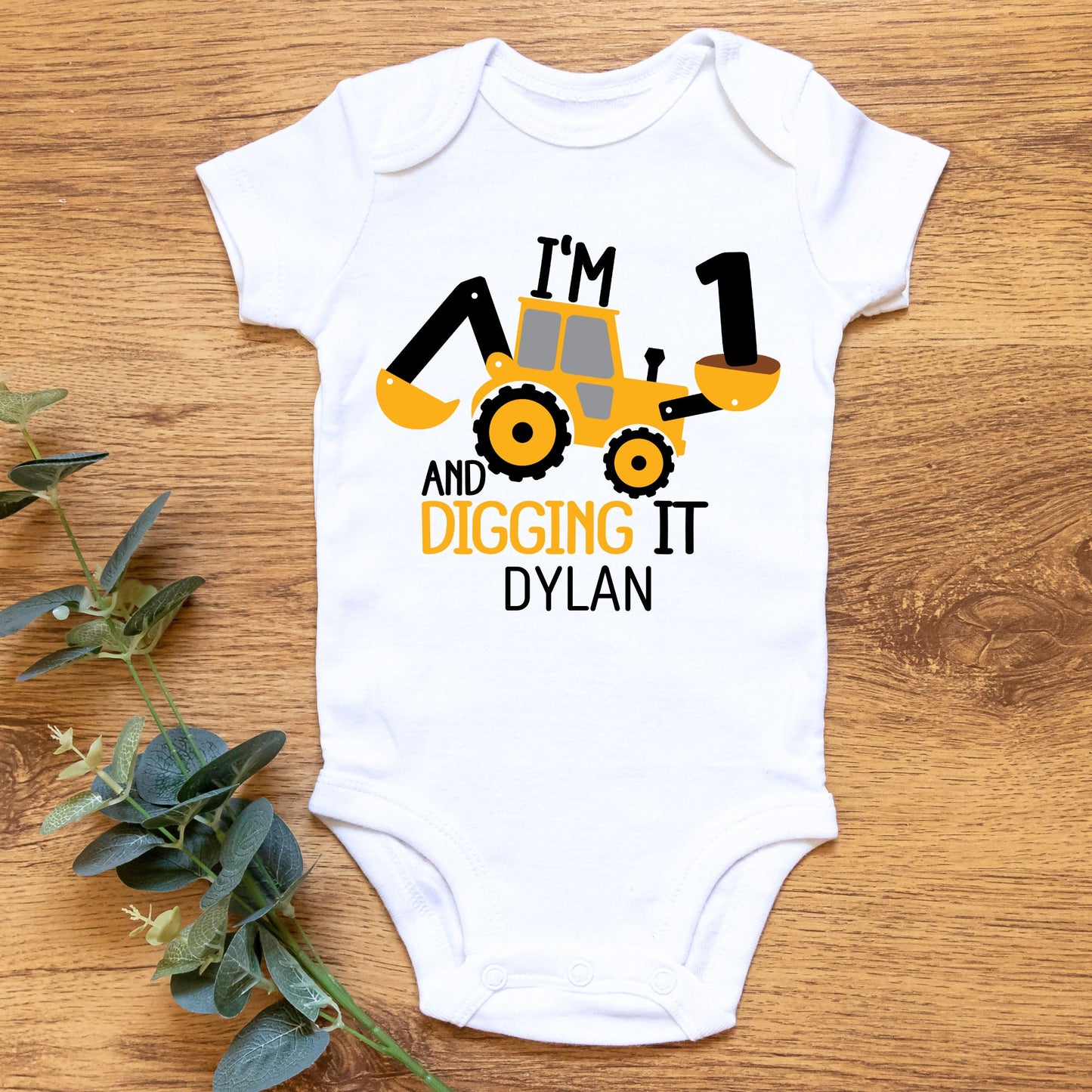 Personalized "I'm 1 And Digging It" Baby Romper / T-Shirt