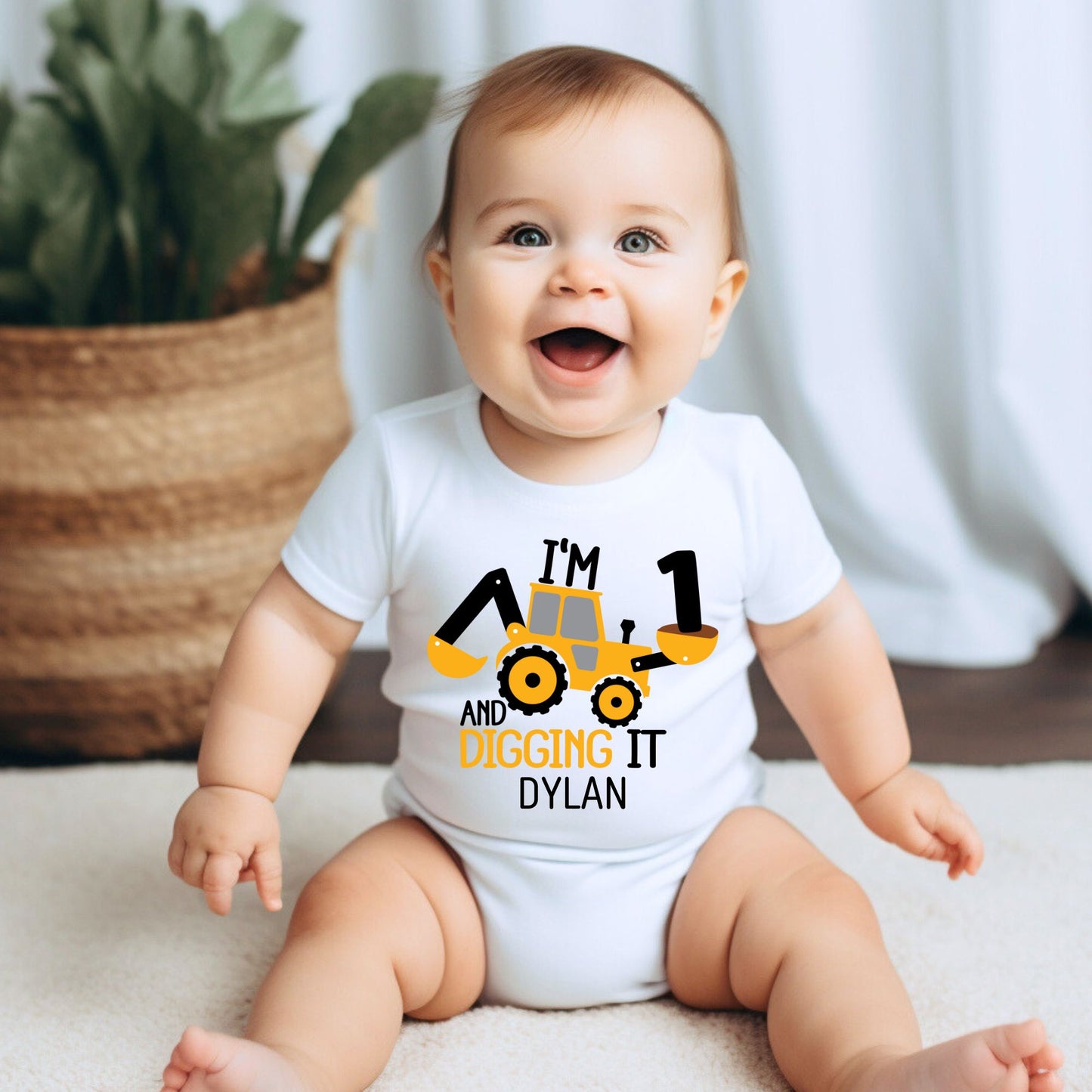 Personalized "I'm 1 And Digging It" Baby Romper / T-Shirt