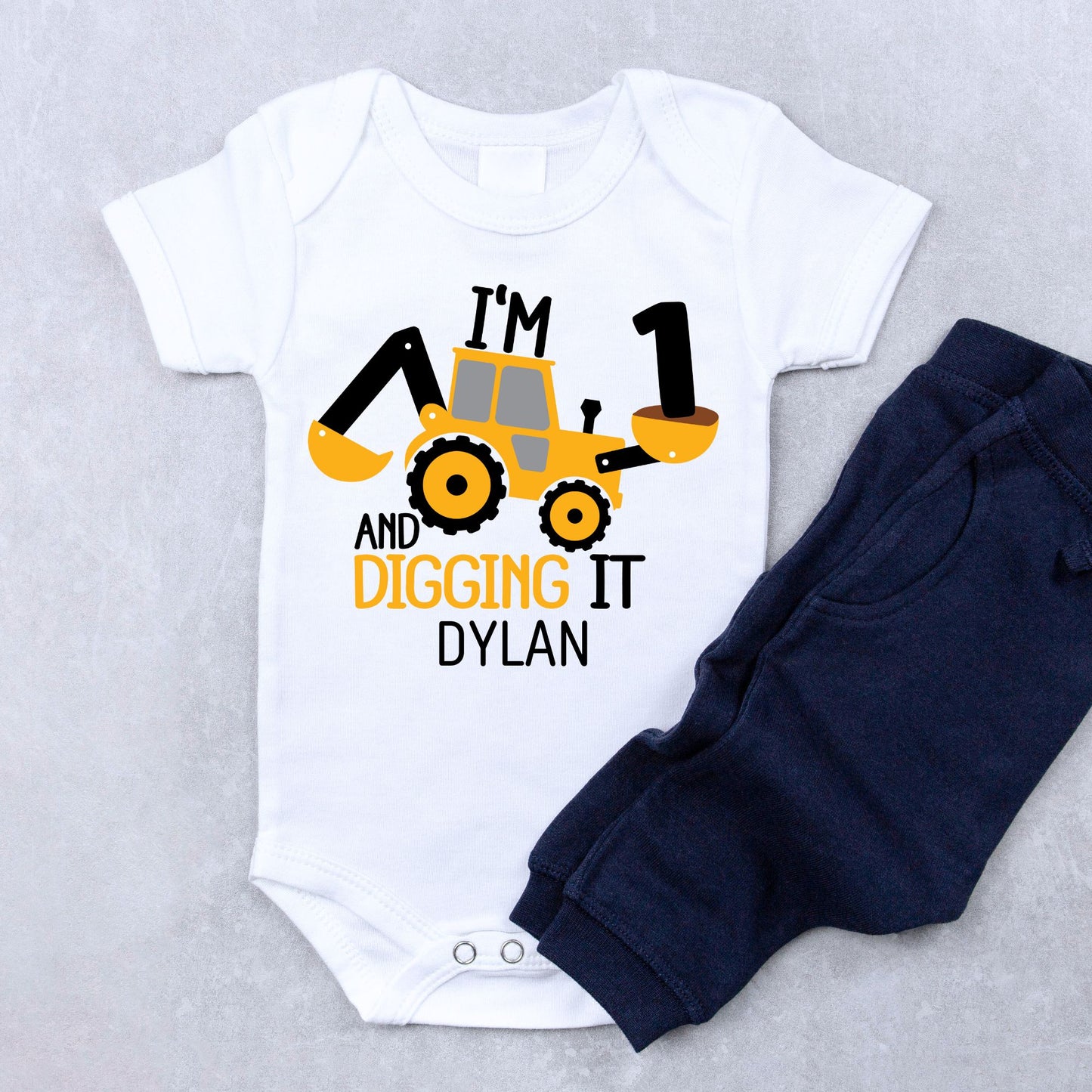 Personalized "I'm 1 And Digging It" Baby Romper / T-Shirt