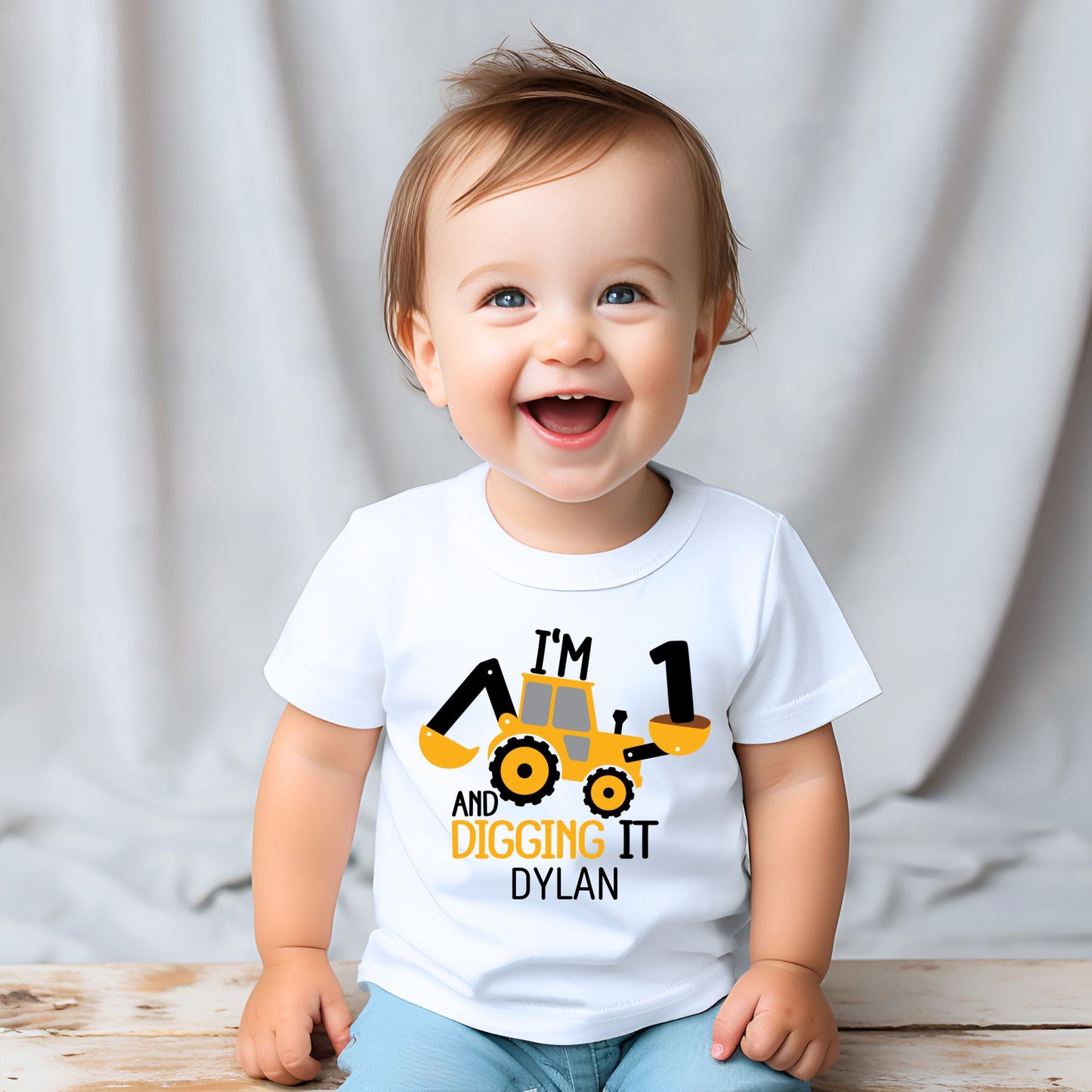 Personalized "I'm 1 And Digging It" Baby Romper / T-Shirt