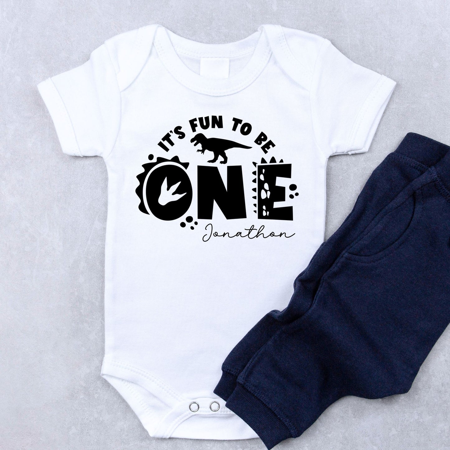 Personalized "It's Fun To Be One" Birthday Baby Romper / Baby Tees