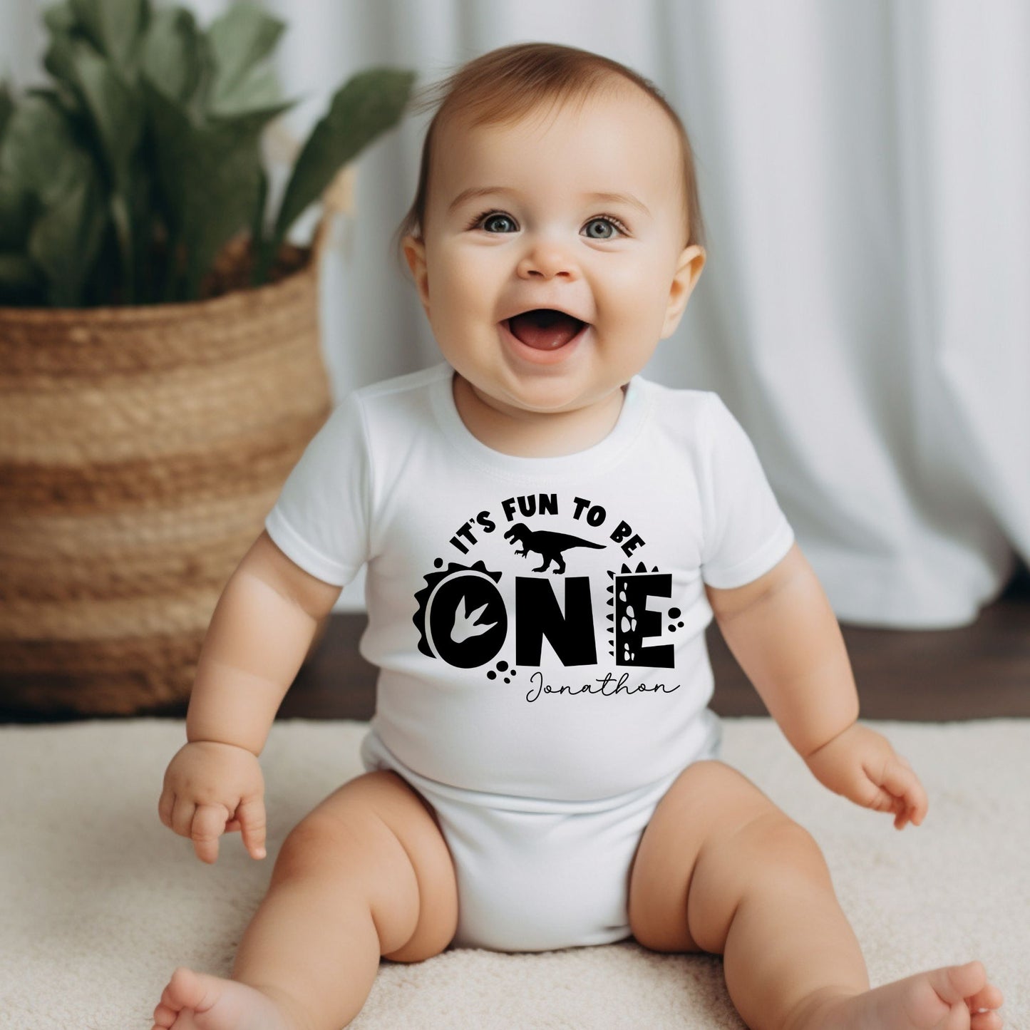 Personalized "It's Fun To Be One" Birthday Baby Romper / Baby Tees