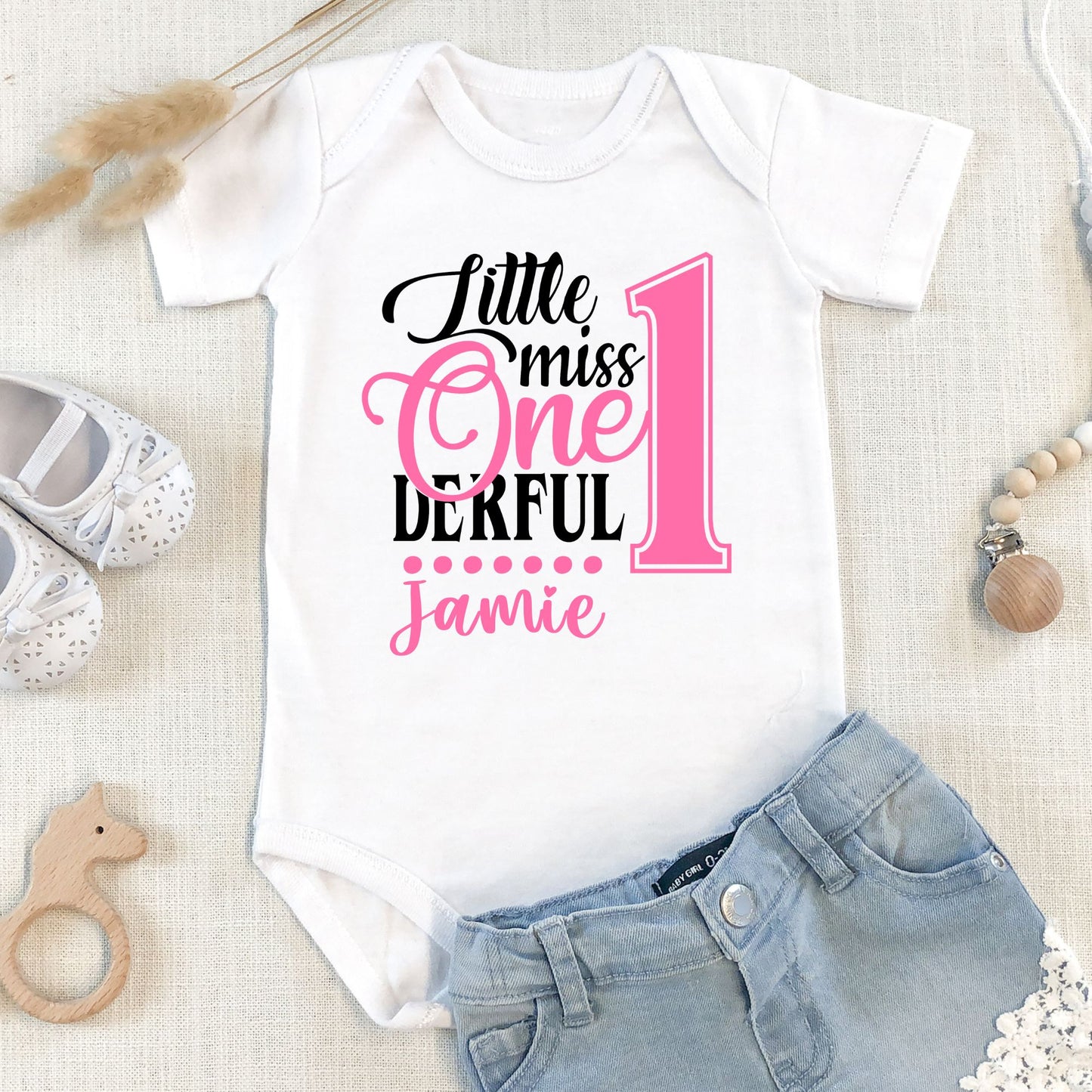 Personalized "Little Miss One Derful" Baby Romper