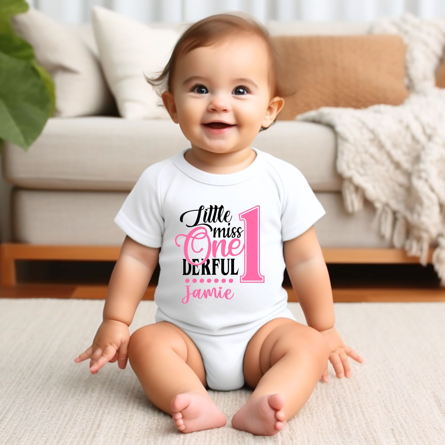 Personalized "Little Miss One Derful" Baby Romper