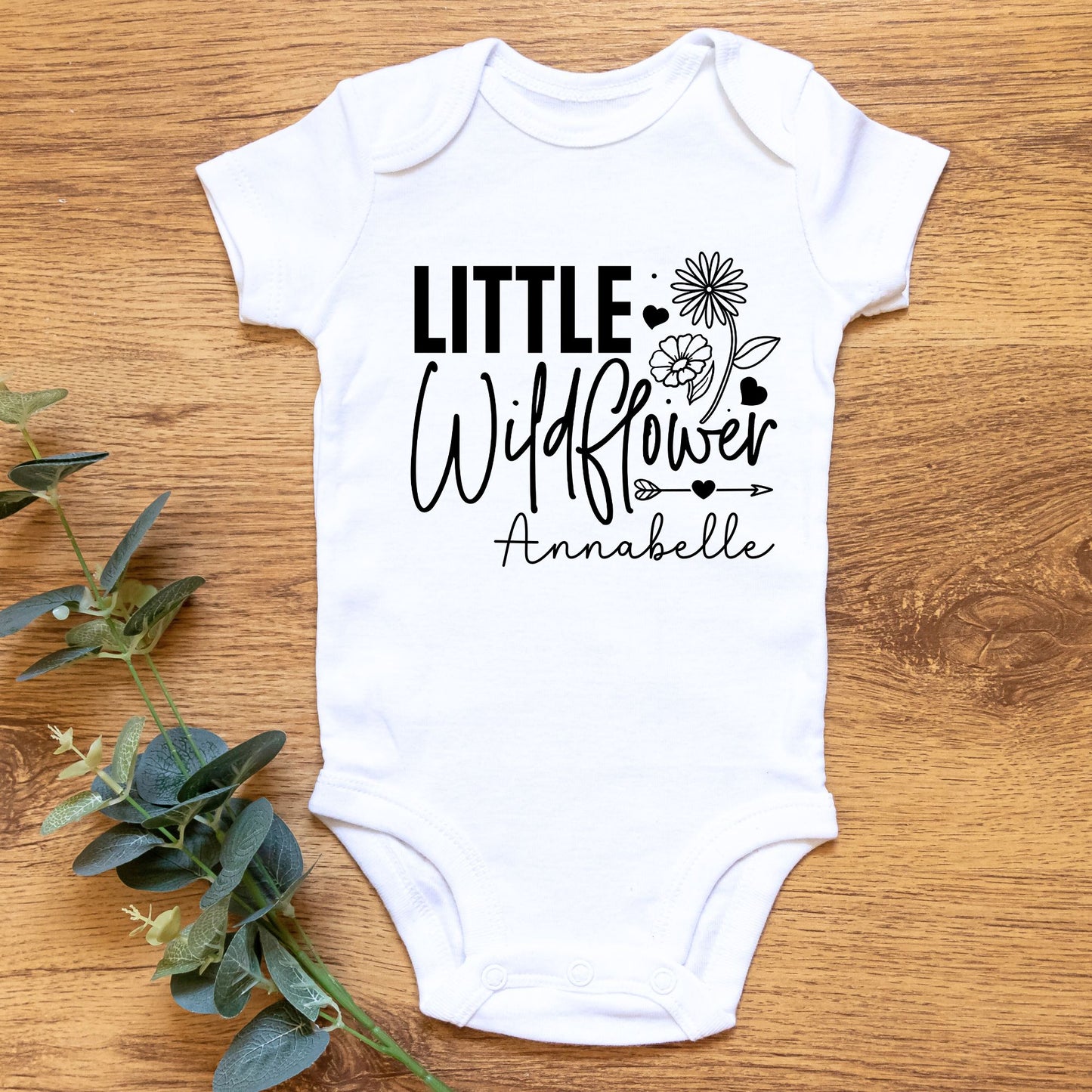 Personalized "Little Wild Flower" Baby Romper
