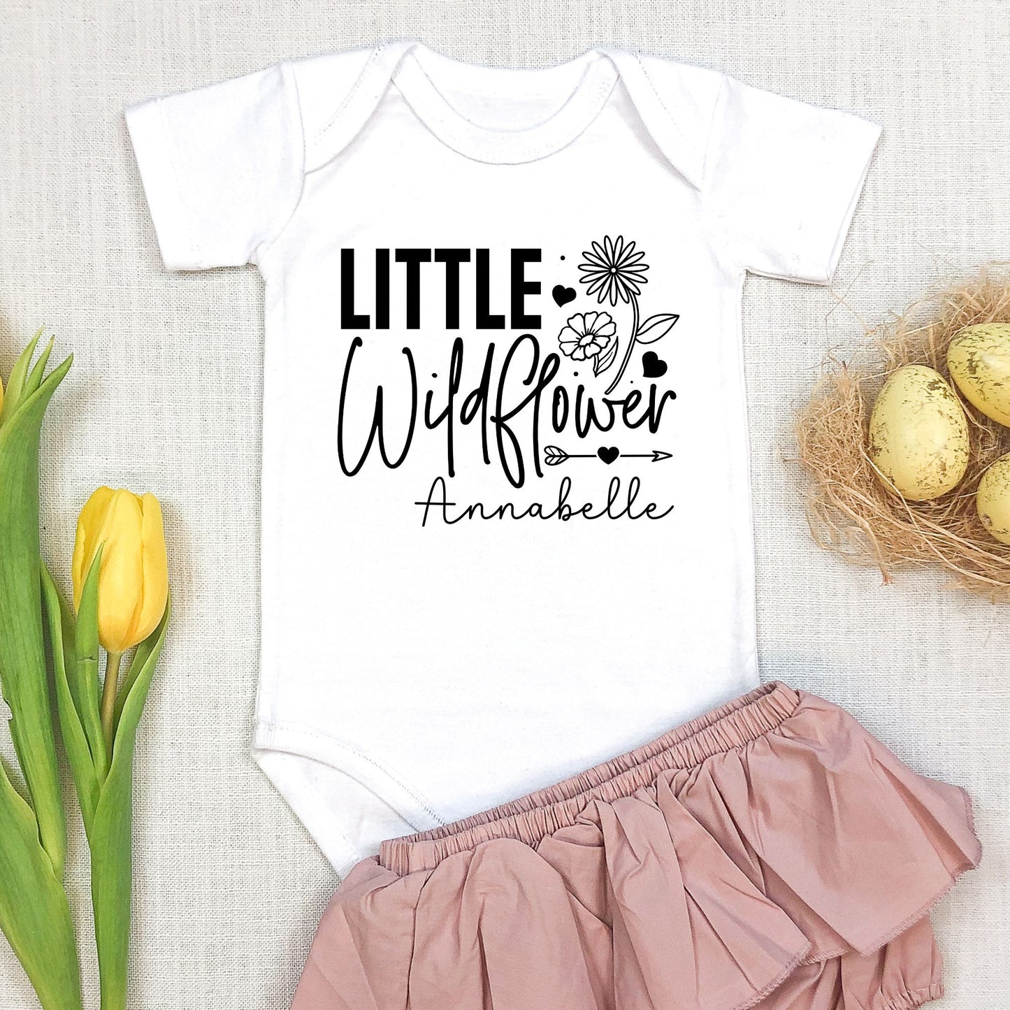 Personalized "Little Wild Flower" Baby Romper
