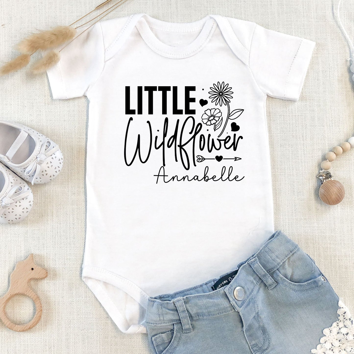 Personalized "Little Wild Flower" Baby Romper