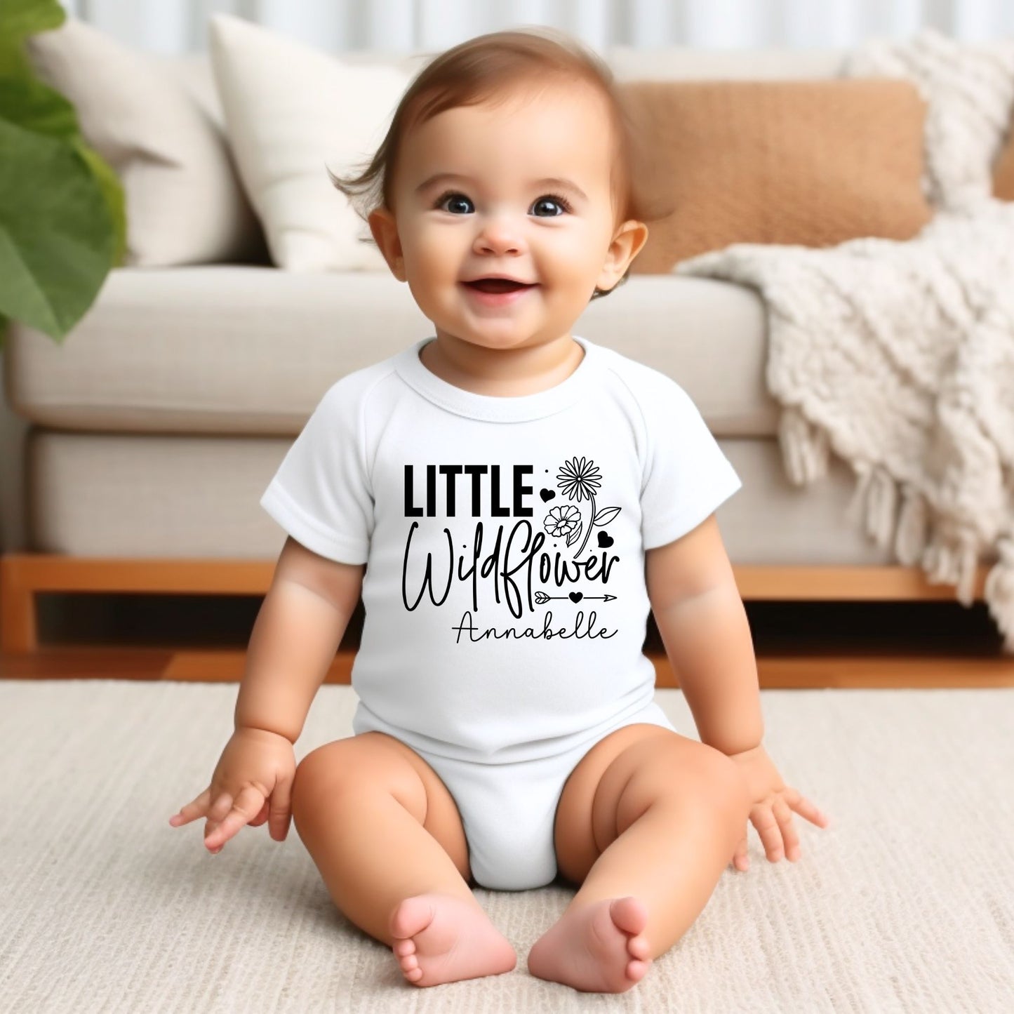 Personalized "Little Wild Flower" Baby Romper