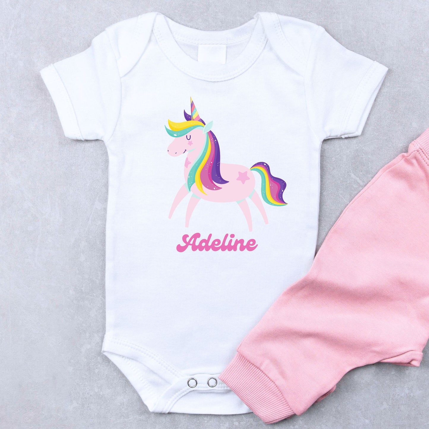 Personalized "Magical Unicorn & Rainbow" Baby Romper