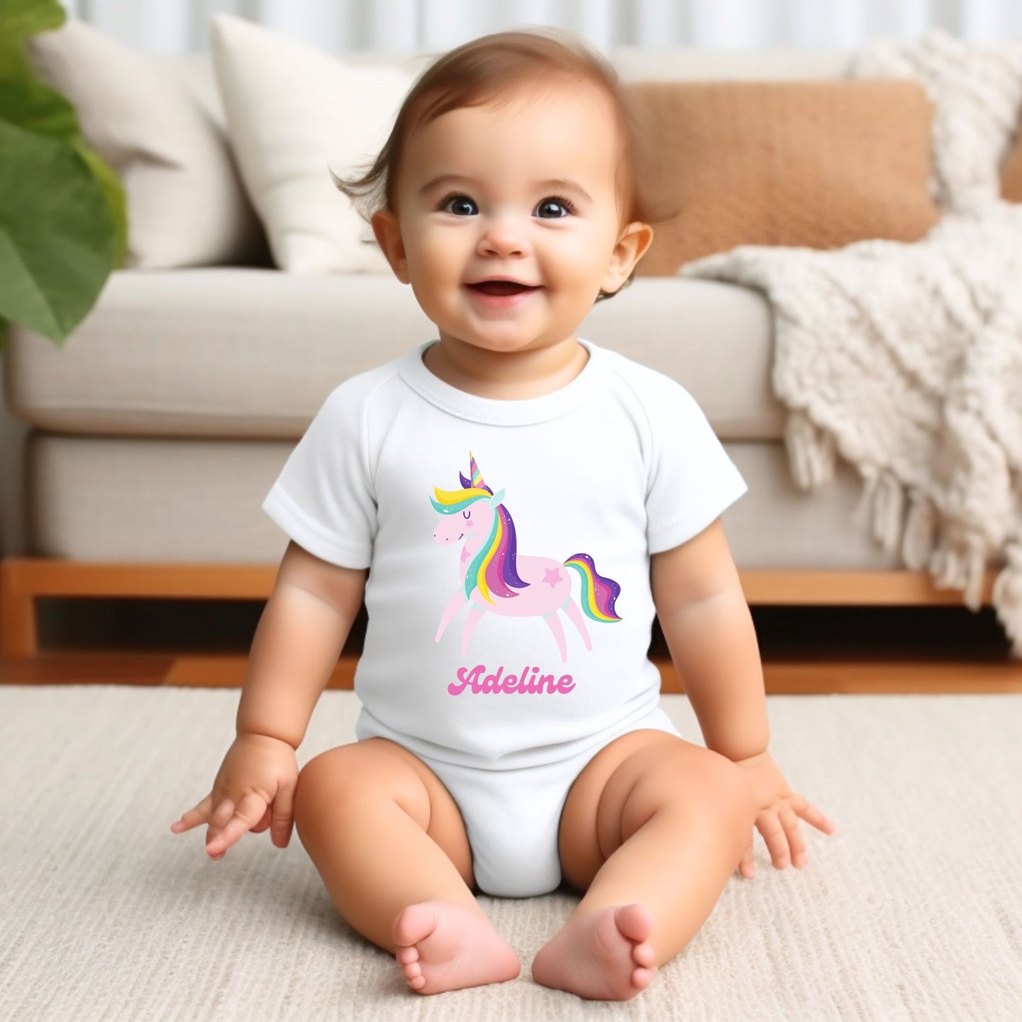 Personalized "Magical Unicorn & Rainbow" Baby Romper