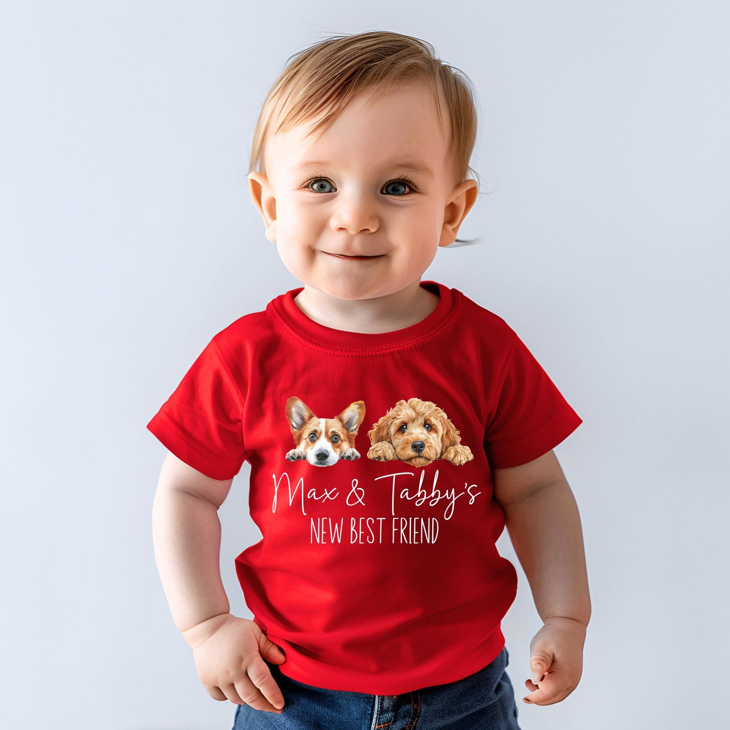 Personalized "NEW BEST FRIEND" Pet Baby Romper / Baby Tees