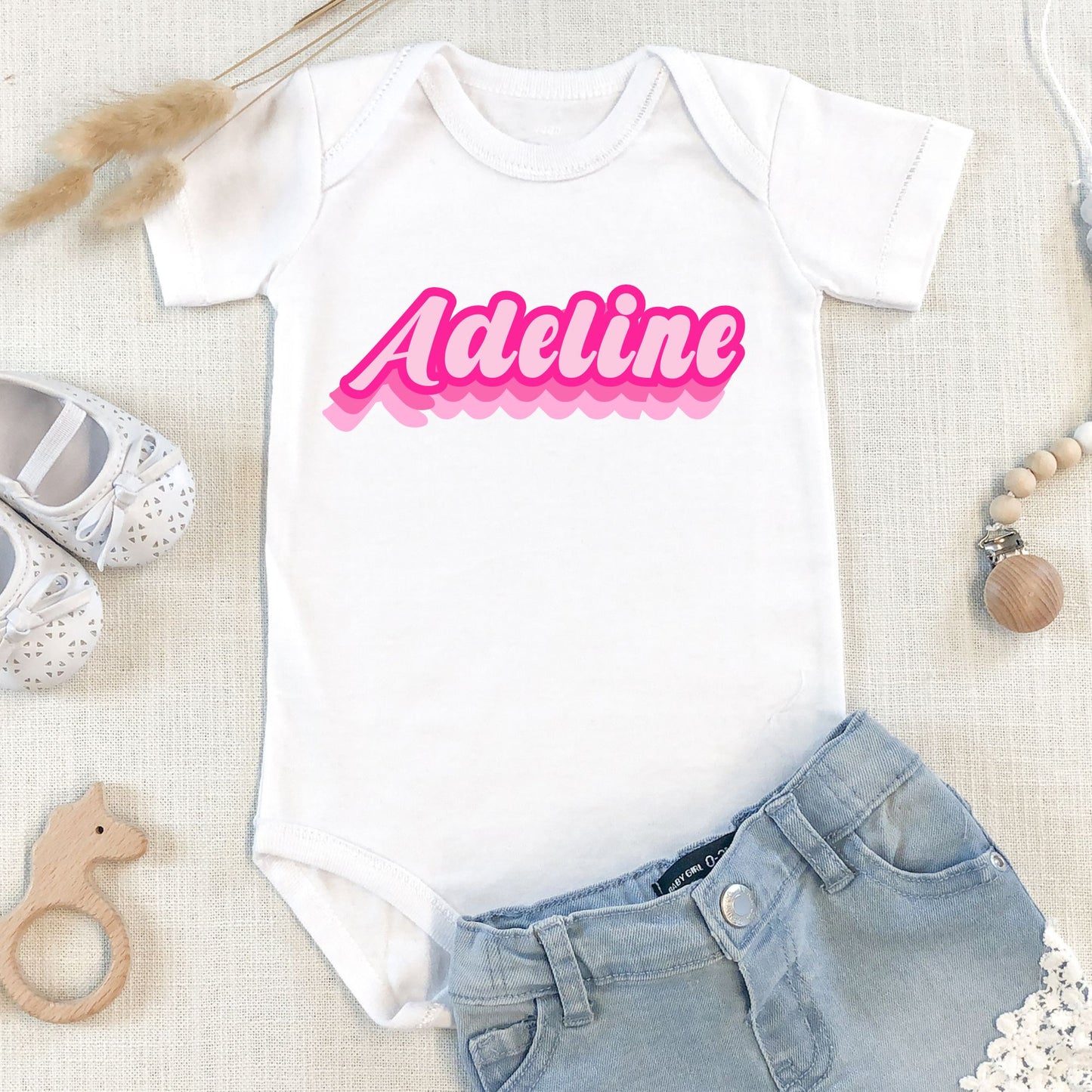 Personalized "Name Burst" Baby Romper / Baby Tees