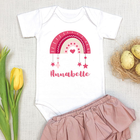 Personalized "Pink Rainbow" Baby Romper