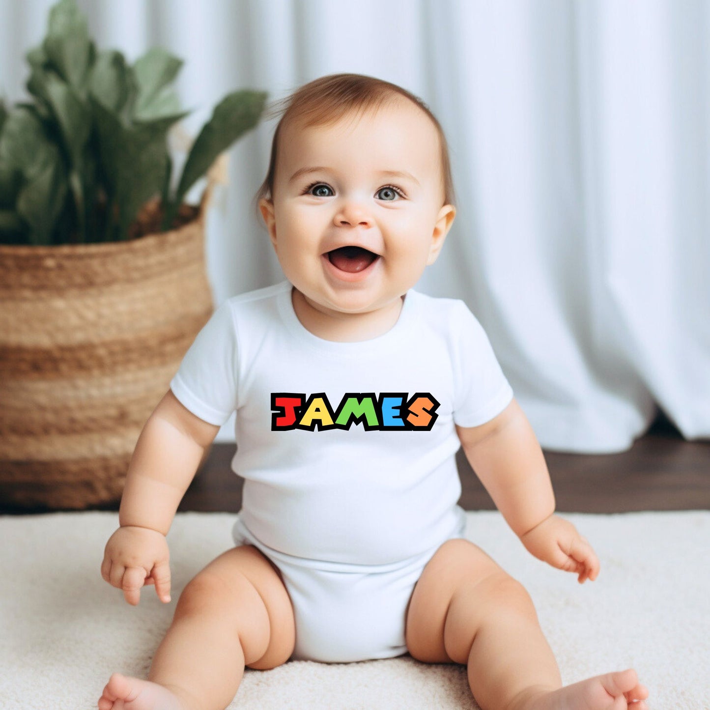 Personalized Mario Name Baby Romper / Baby Tees