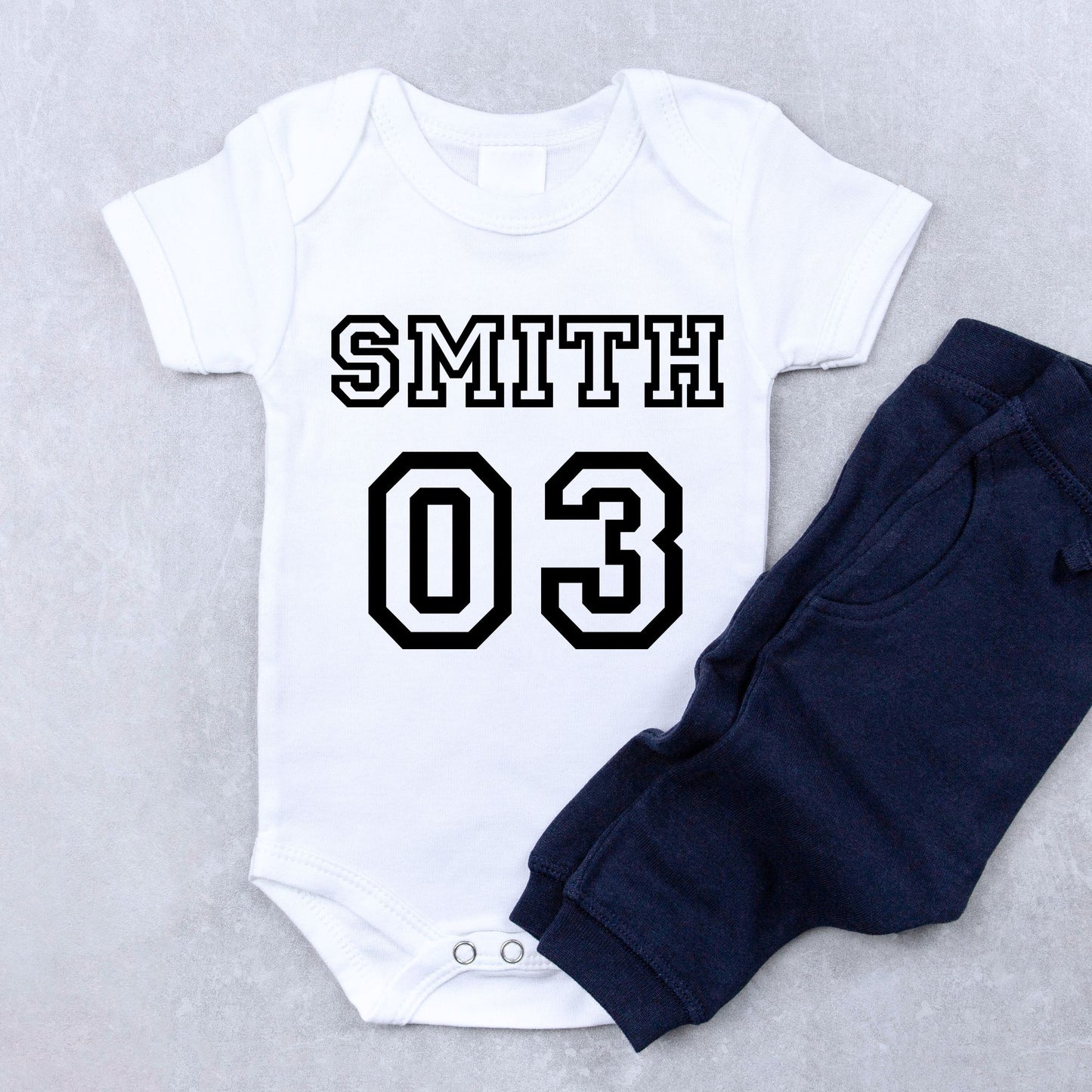 Personalized "Sports Jersey Number" Baby Romper