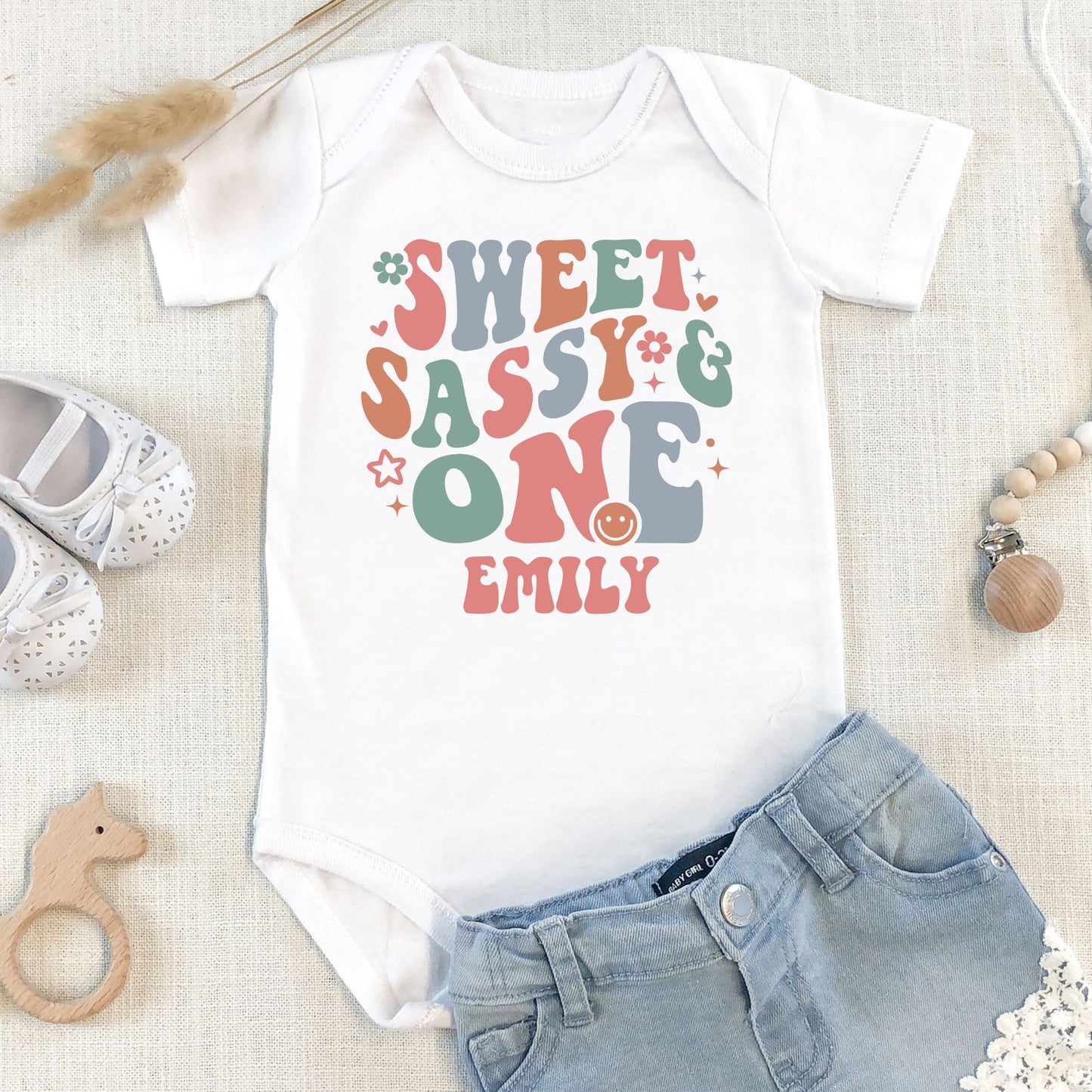 Personalized "Sweet Sassy & One" Birthday Baby Romper / Baby Tees