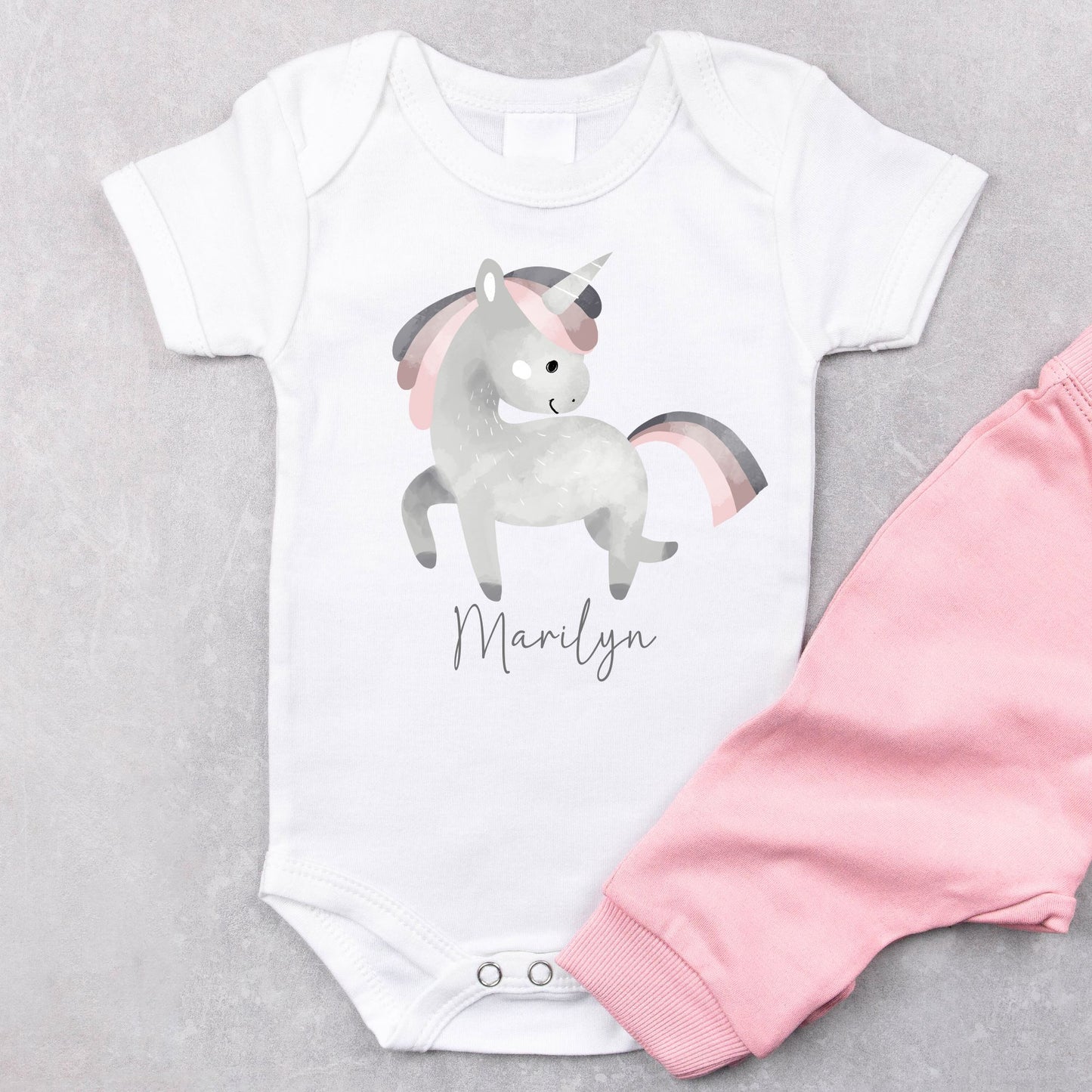 Personalized "Unicorn Fantasy" Unicorn Onesie Baby Romper