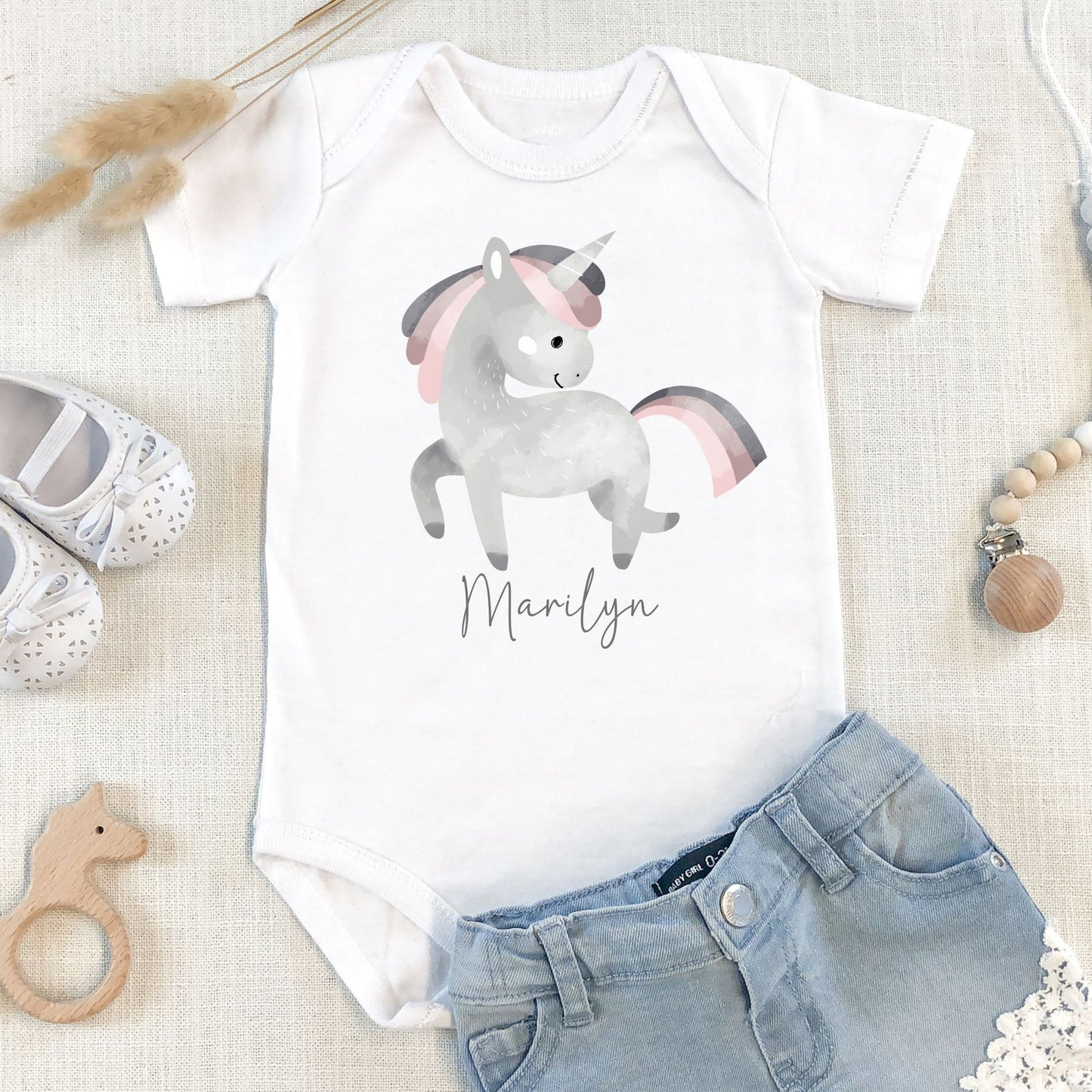 Personalized "Unicorn Fantasy" Unicorn Onesie Baby Romper