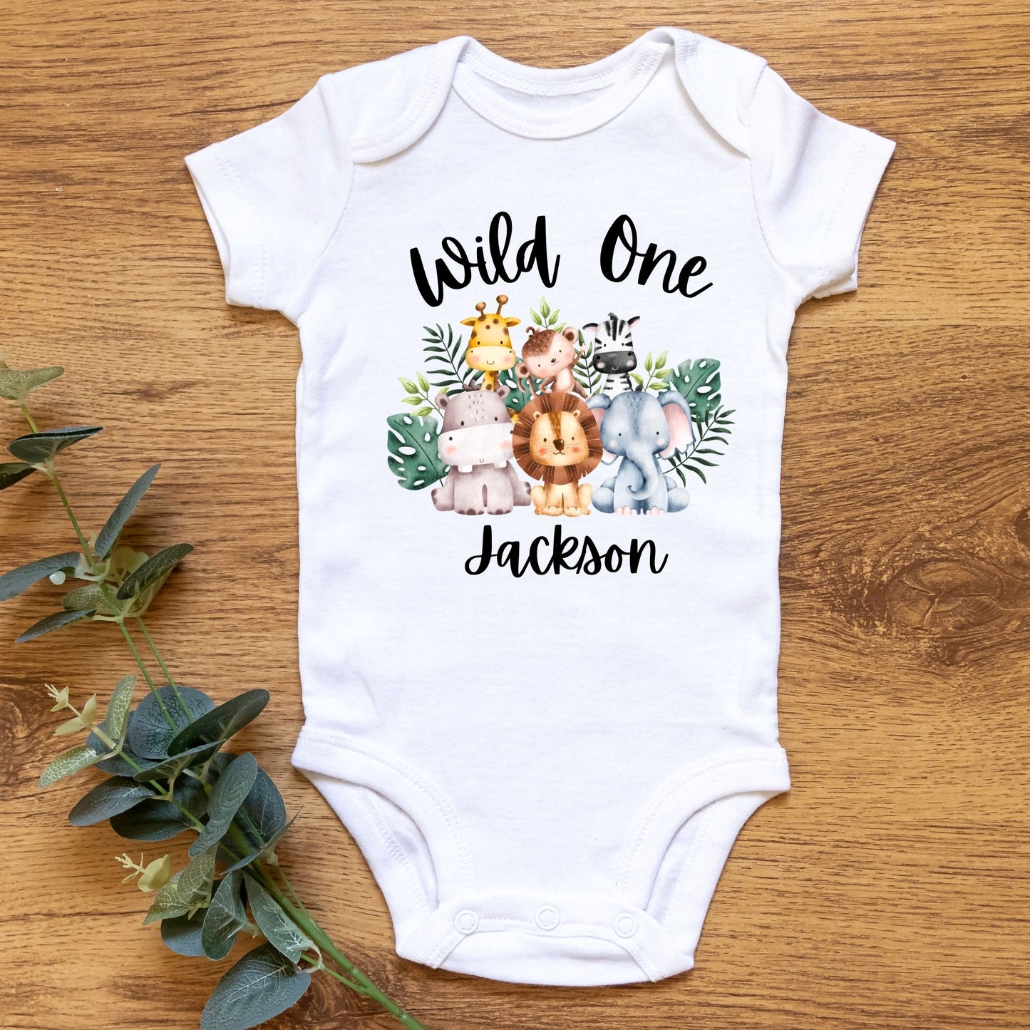 Personalized "Wild One - Safari" Birthday Baby Romper / Baby Tees