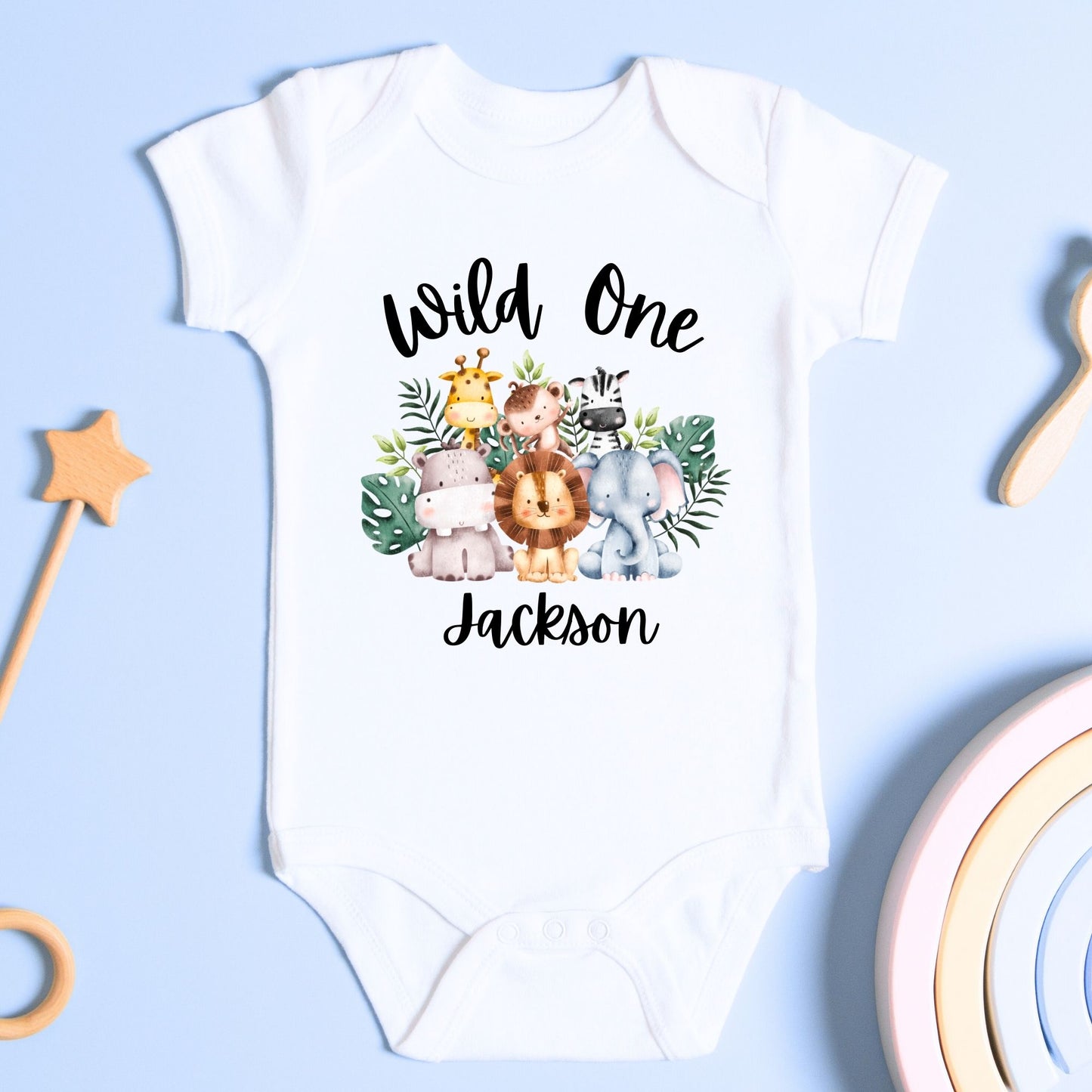 Personalized "Wild One - Safari" Birthday Baby Romper / Baby Tees