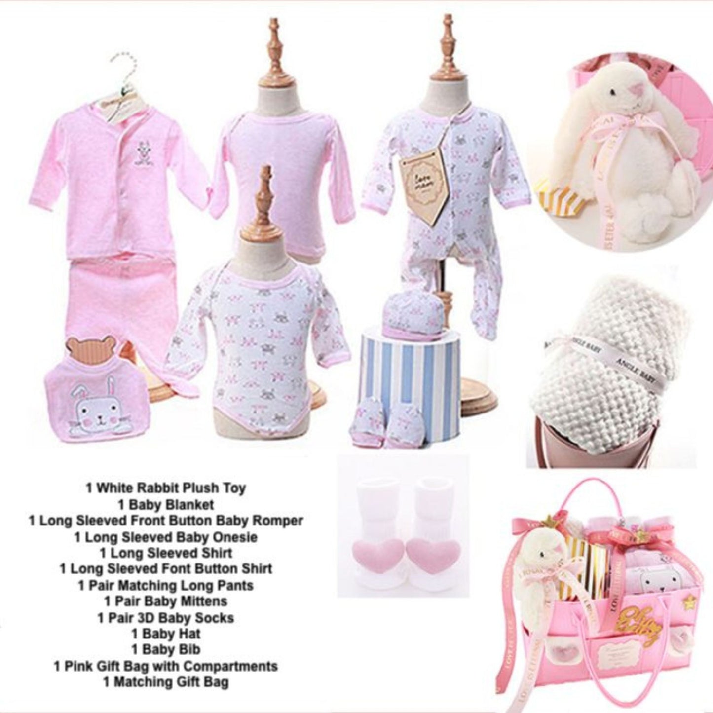 Baby Girl Bunny Rabbit Baby Gift Bag 6-9 Months