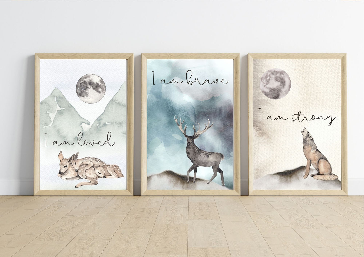 Set of 3 Woodlands Wisdom Kids Room Nursery Poster