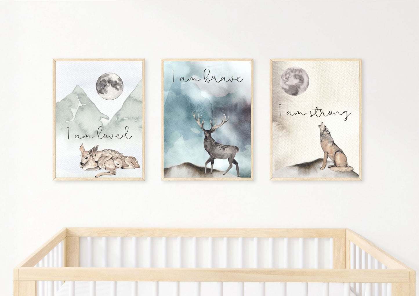 Set of 3 Woodlands Wisdom Kids Room Nursery Poster