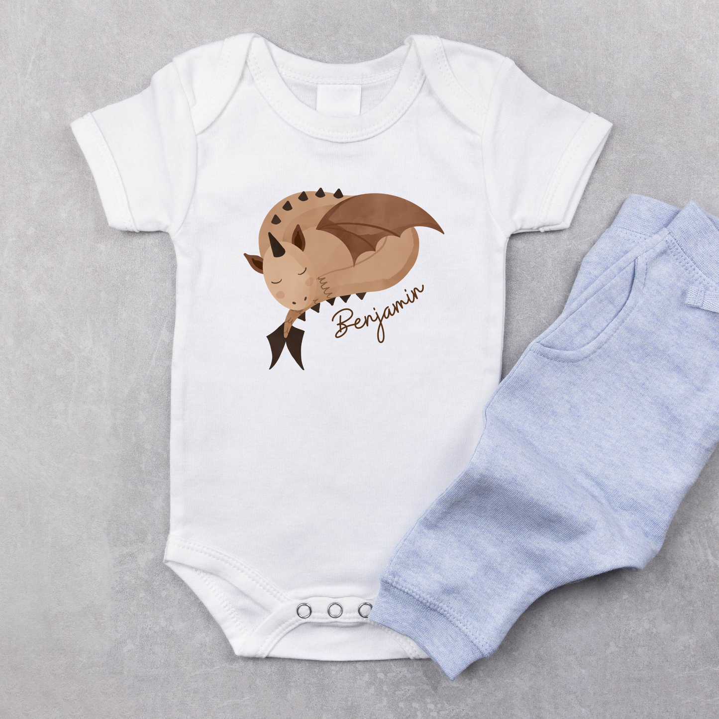 Sleepy Dragons: Baby Boy's Personalized Onesie