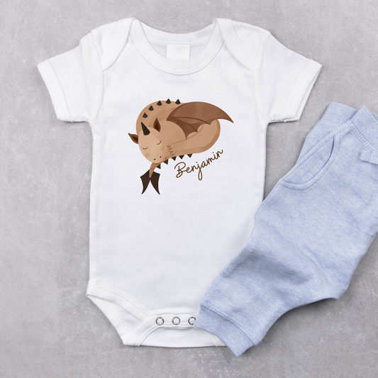 Sleepy Dragons: Baby Boy's Personalized Onesie