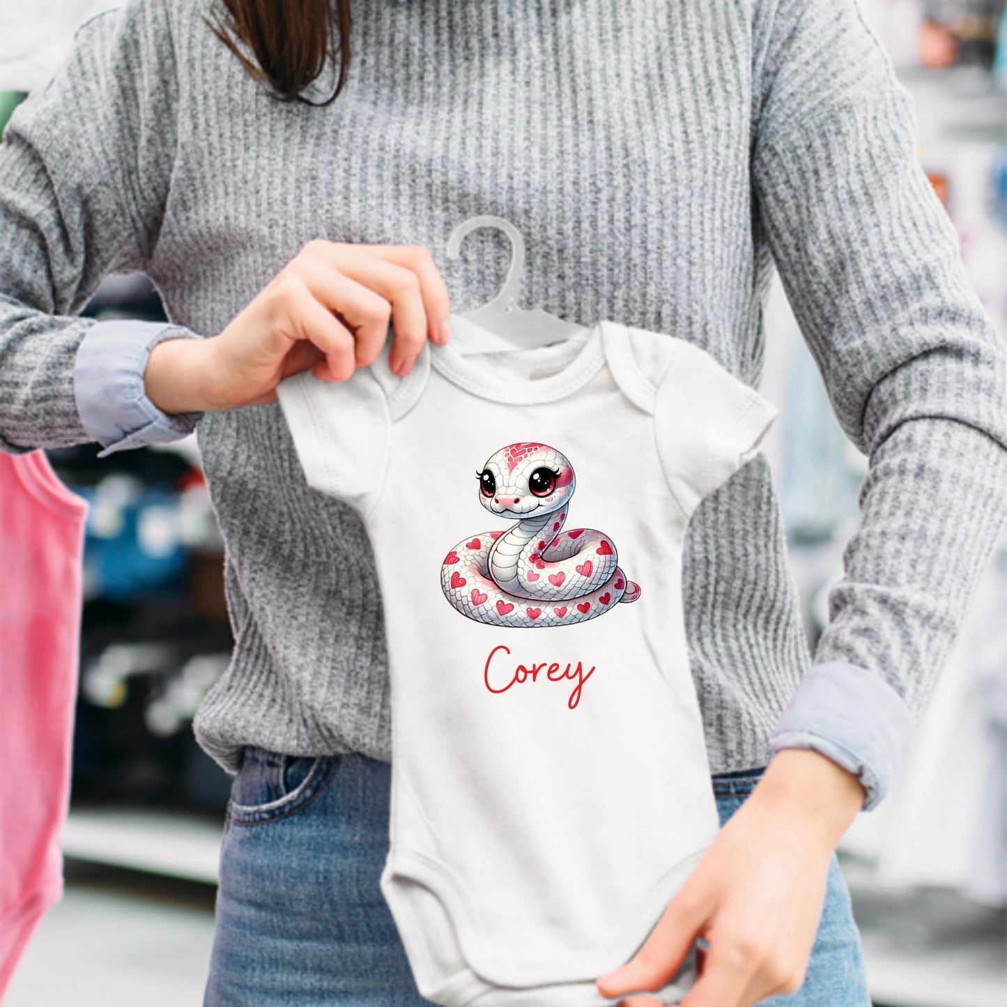 Slither into Cuteness: Customized Snake Baby Romper