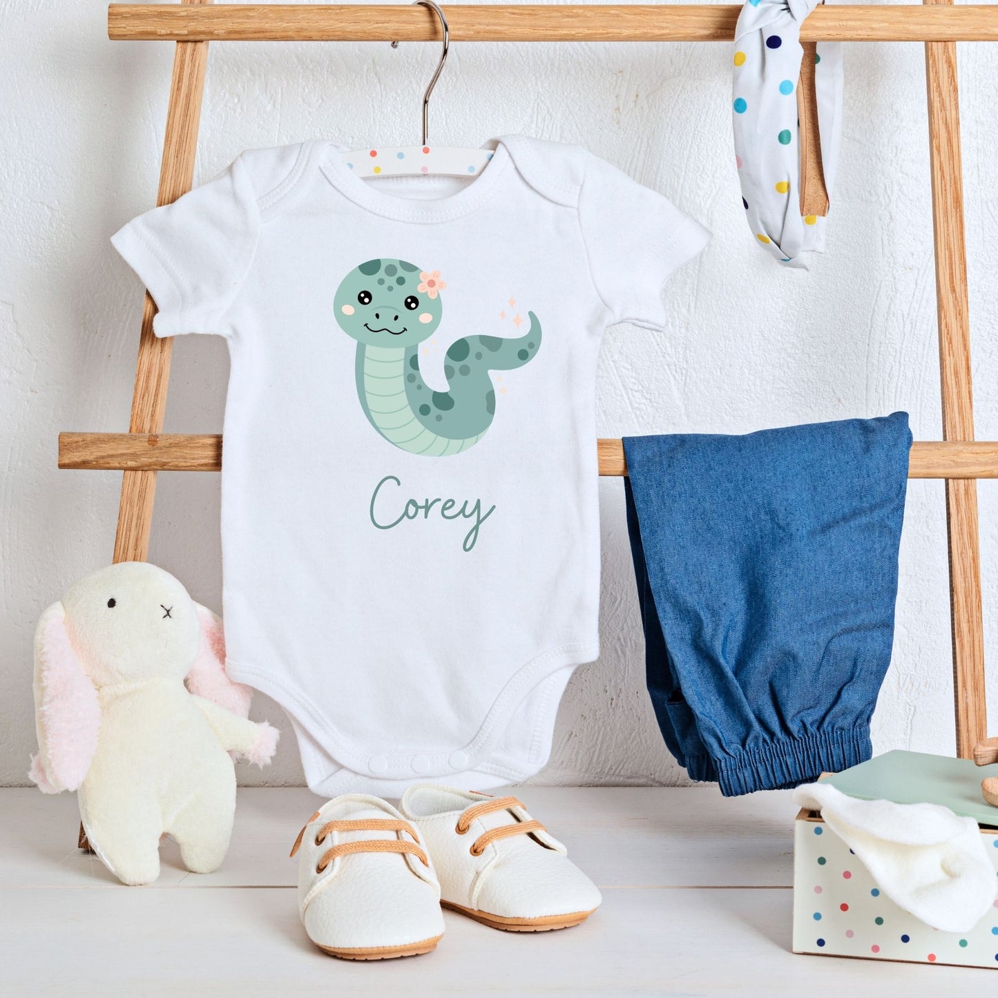 Slithering into Style: Personalized Snake Baby Romper
