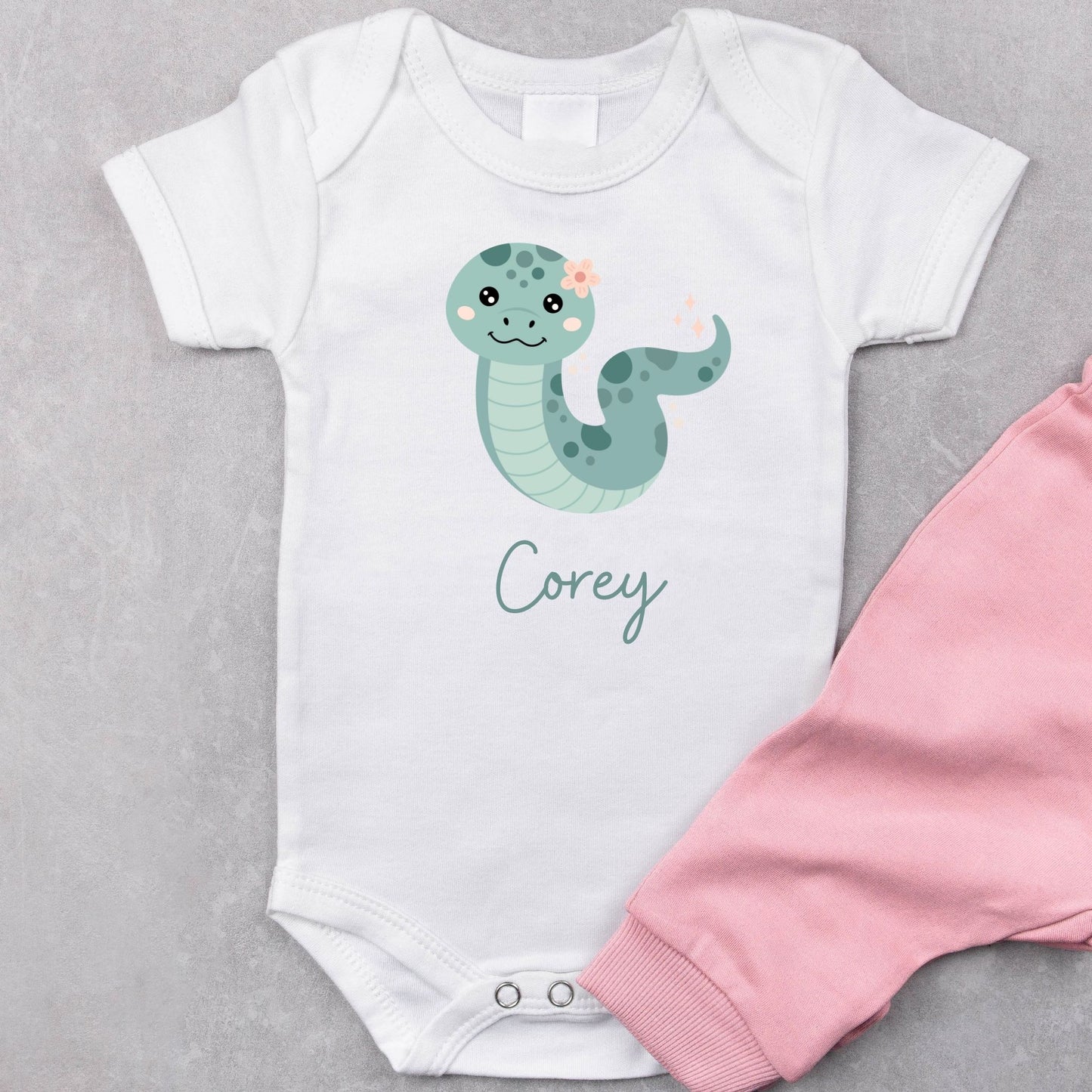 Slithering into Style: Personalized Snake Baby Romper