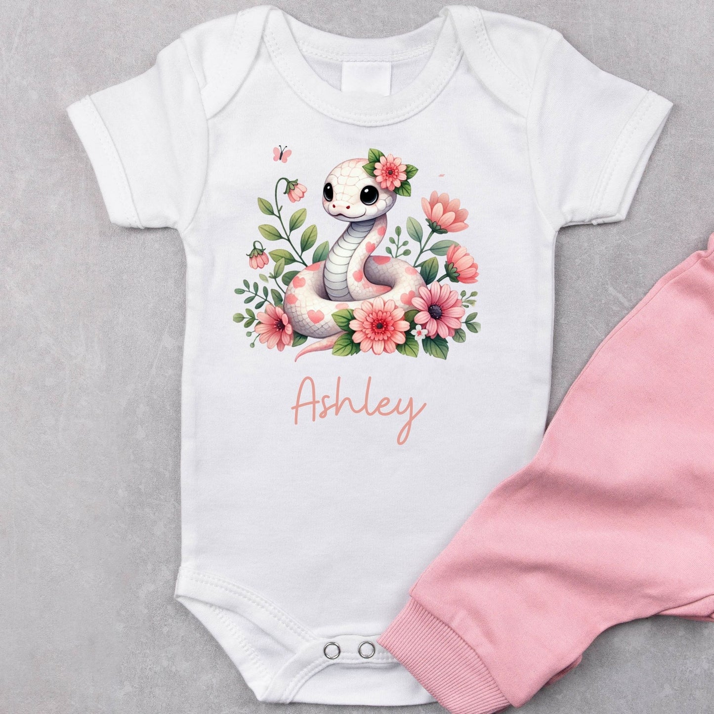 Snakes and Flowers: Personalized Baby Romper