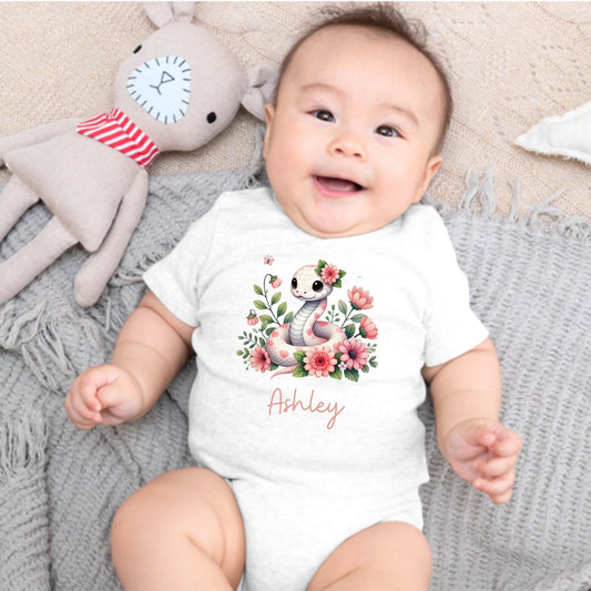 Snakes and Flowers: Personalized Baby Romper
