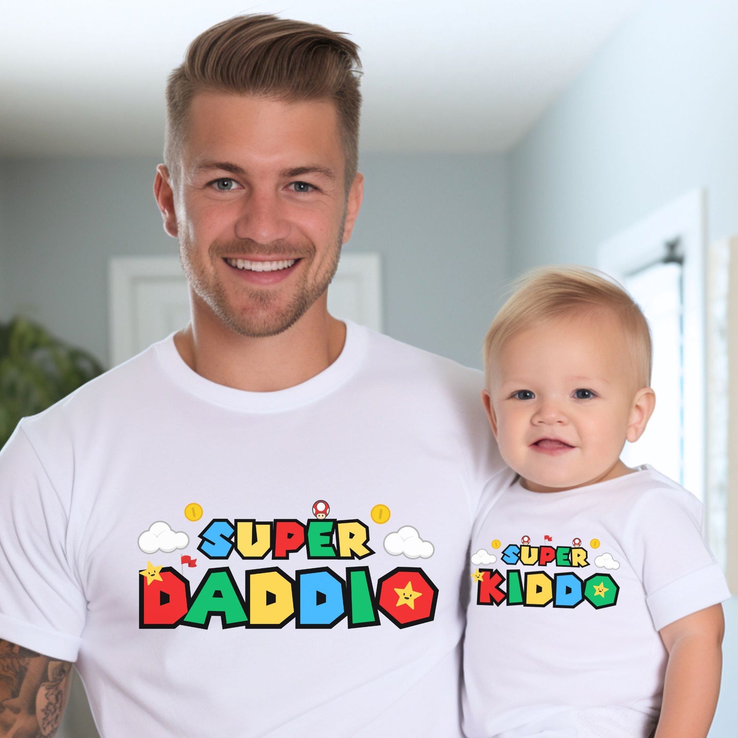 Super Daddio & Super Kiddo Matching Dad and Baby Outfits