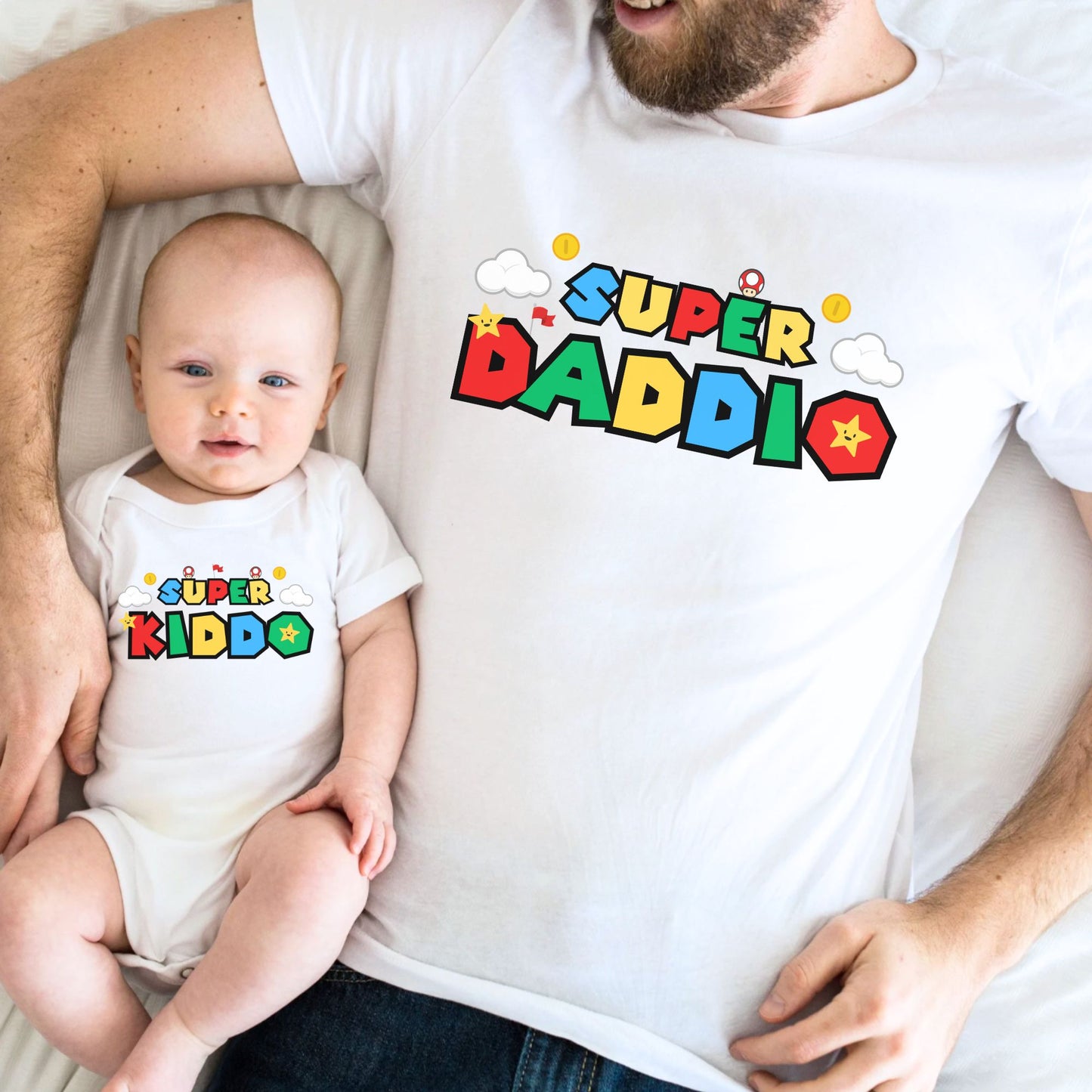 Super Daddio & Super Kiddo Matching Dad and Baby Outfits