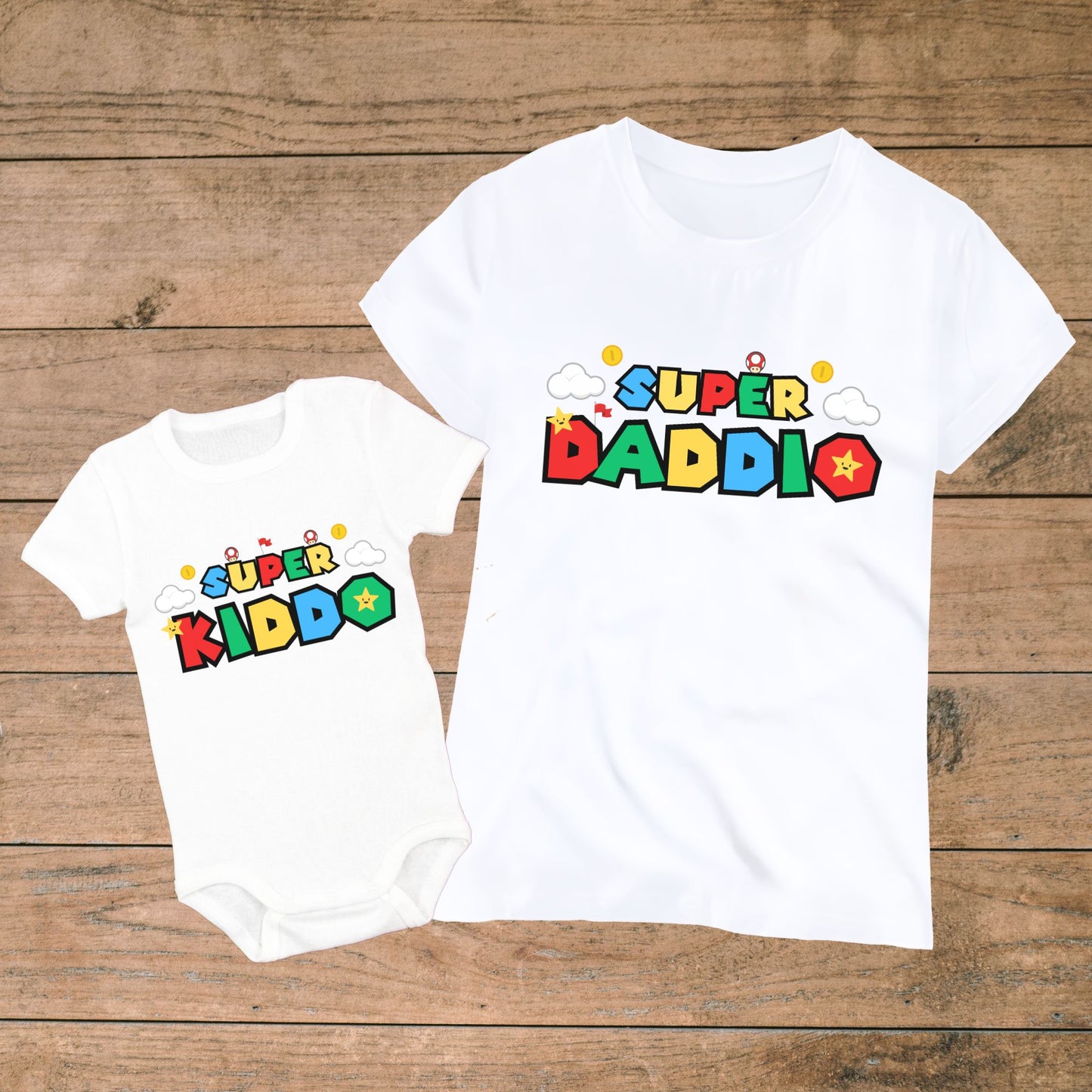 Super Daddio & Super Kiddo Matching Dad and Baby Outfits