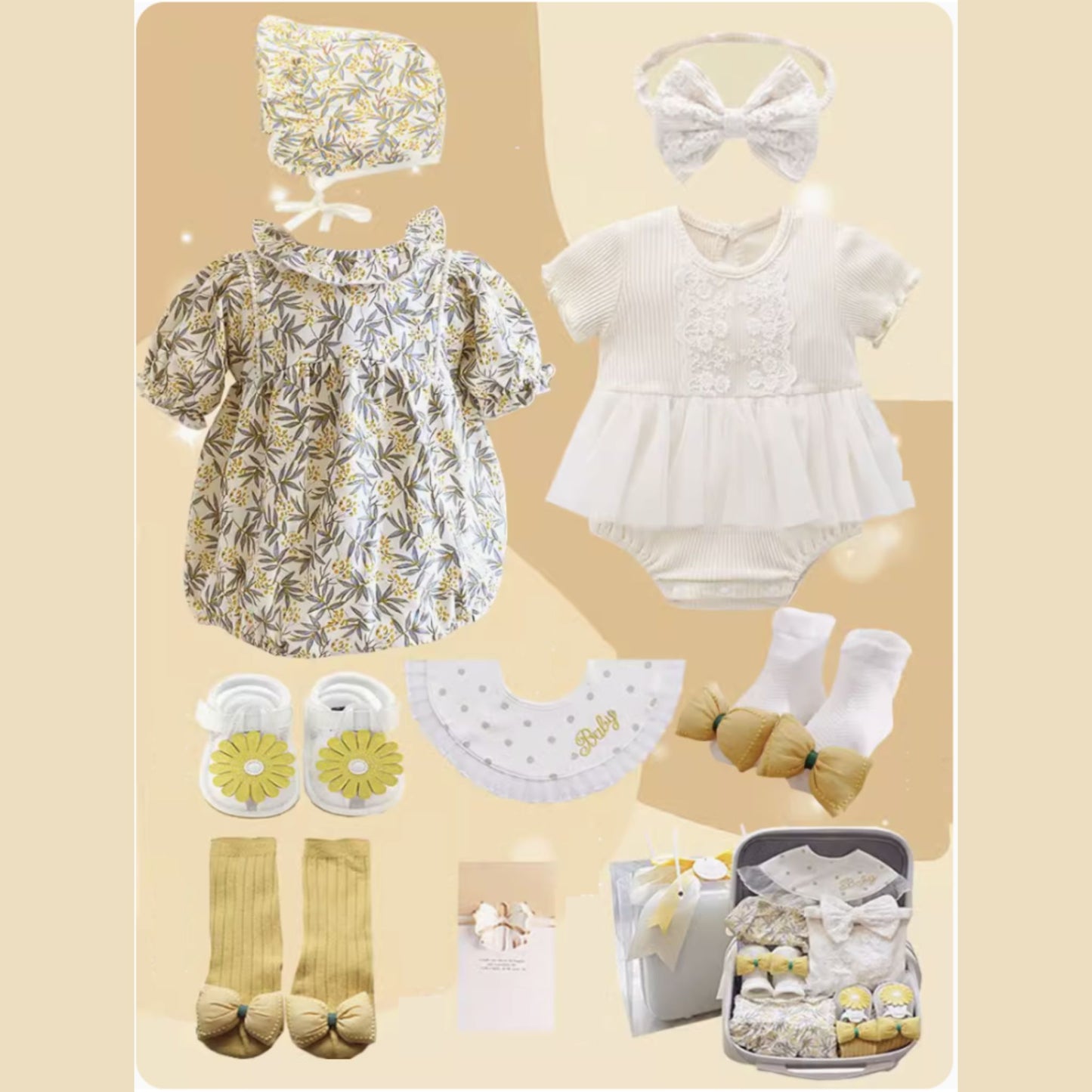 Sweet Yellow Girl Baby Gift Set Luggage 3-6 Months