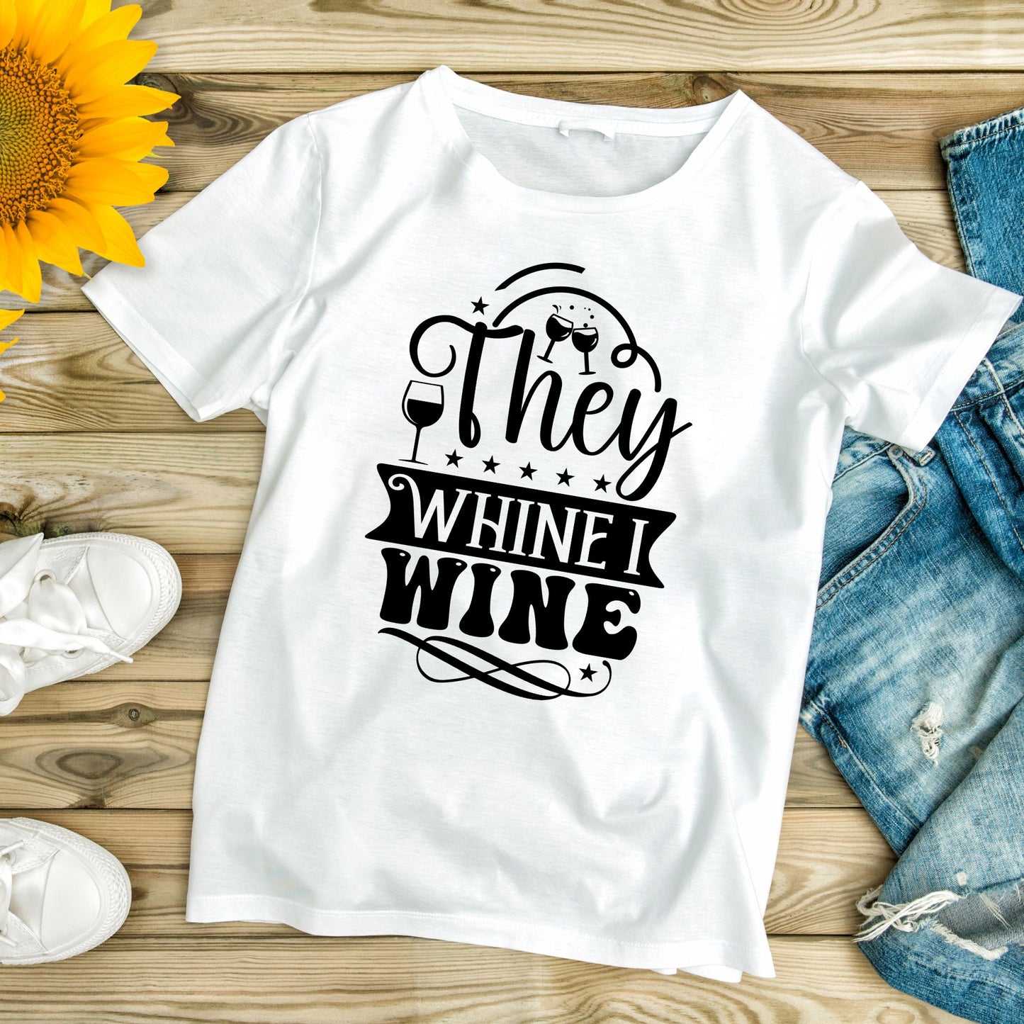 They Whine I Wine Funny Mom T-Shirt