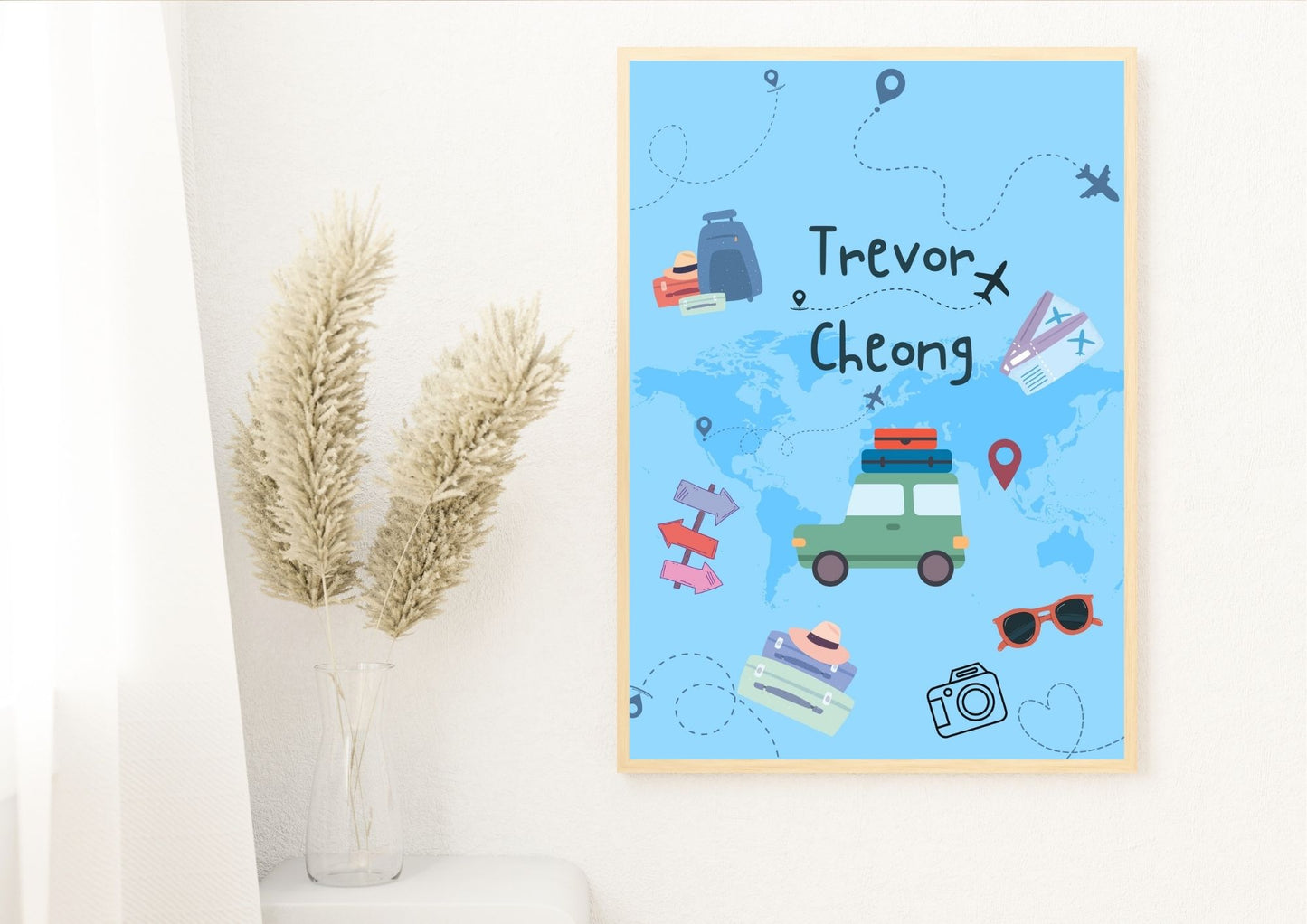 Travel Adventures: Personalized Baby Name Nursery Poster