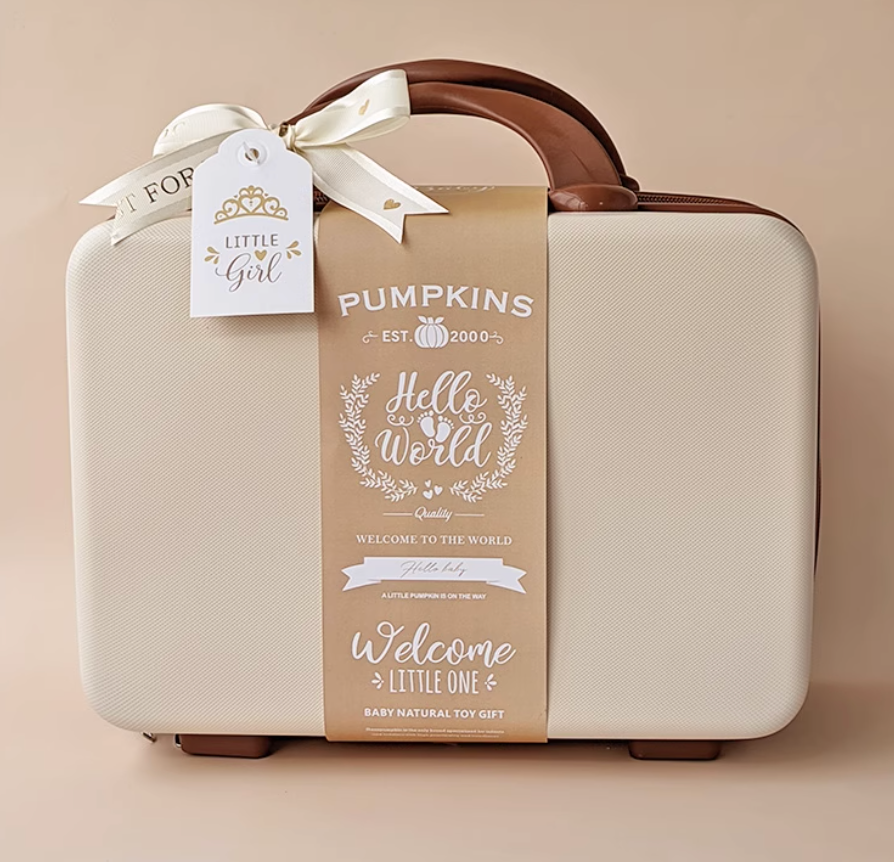 9 Pc Vanilla Cloud Baby Girl Luggage Gift Set 3-6 Months