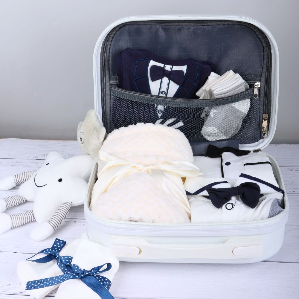White Handsome Boy Baby Gift Luggage Set 3-6 Months