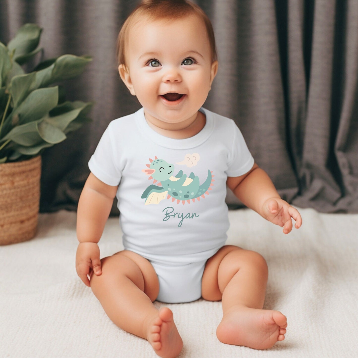 Customised Name Baby Boy Dragon Onesie