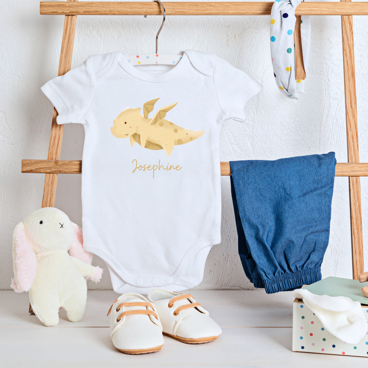 Customised Name Golden Dragon Baby Onesie
