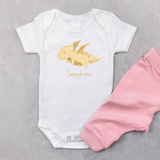 Customised Name Golden Dragon Baby Onesie