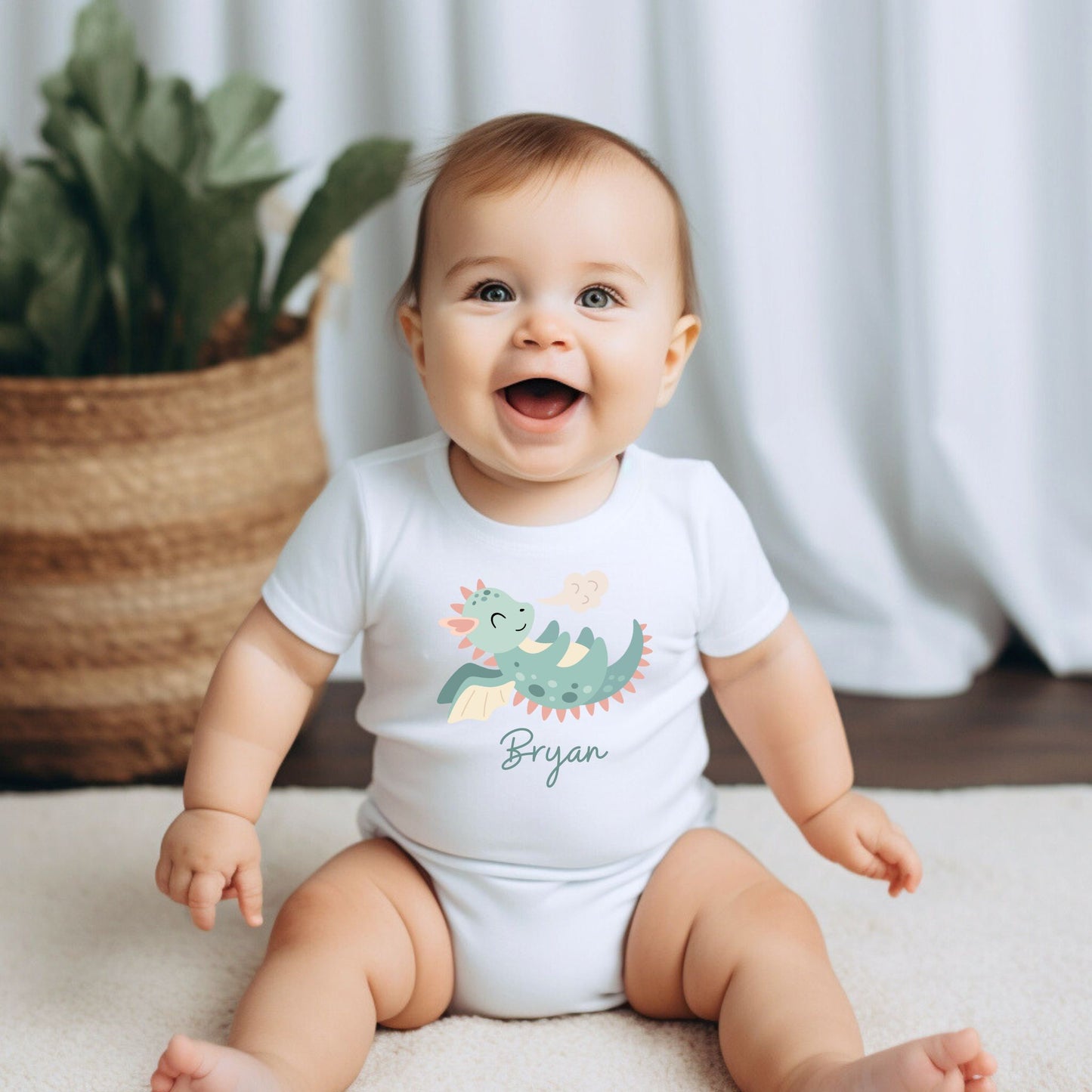 Customised Name Baby Boy Dragon Onesie