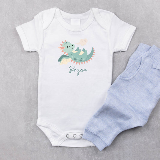 Customised Name Baby Boy Dragon Onesie