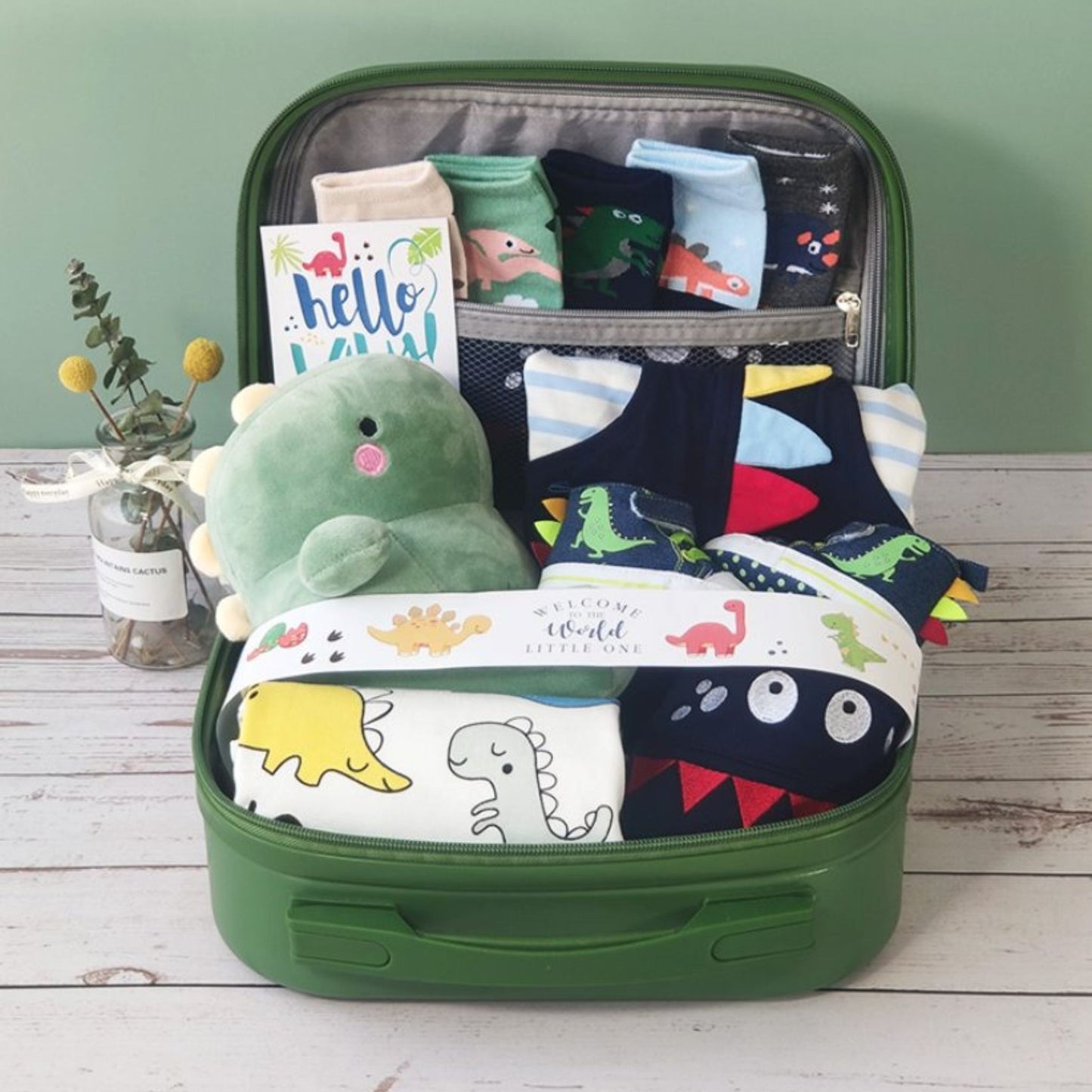 12 pc Little Dinosaur Baby Boy Birthday Gift Set Luggage 12-18 months