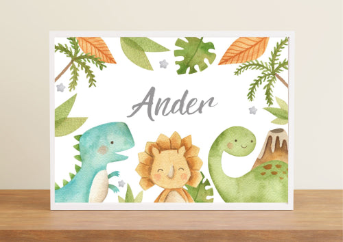 Roar-some Dinosaur Nursery Wall Decor with Custom Name