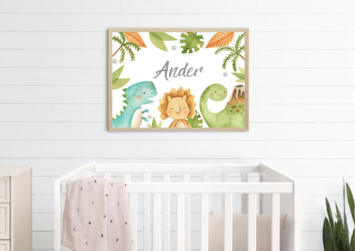 Roar-some Dinosaur Nursery Wall Decor with Custom Name